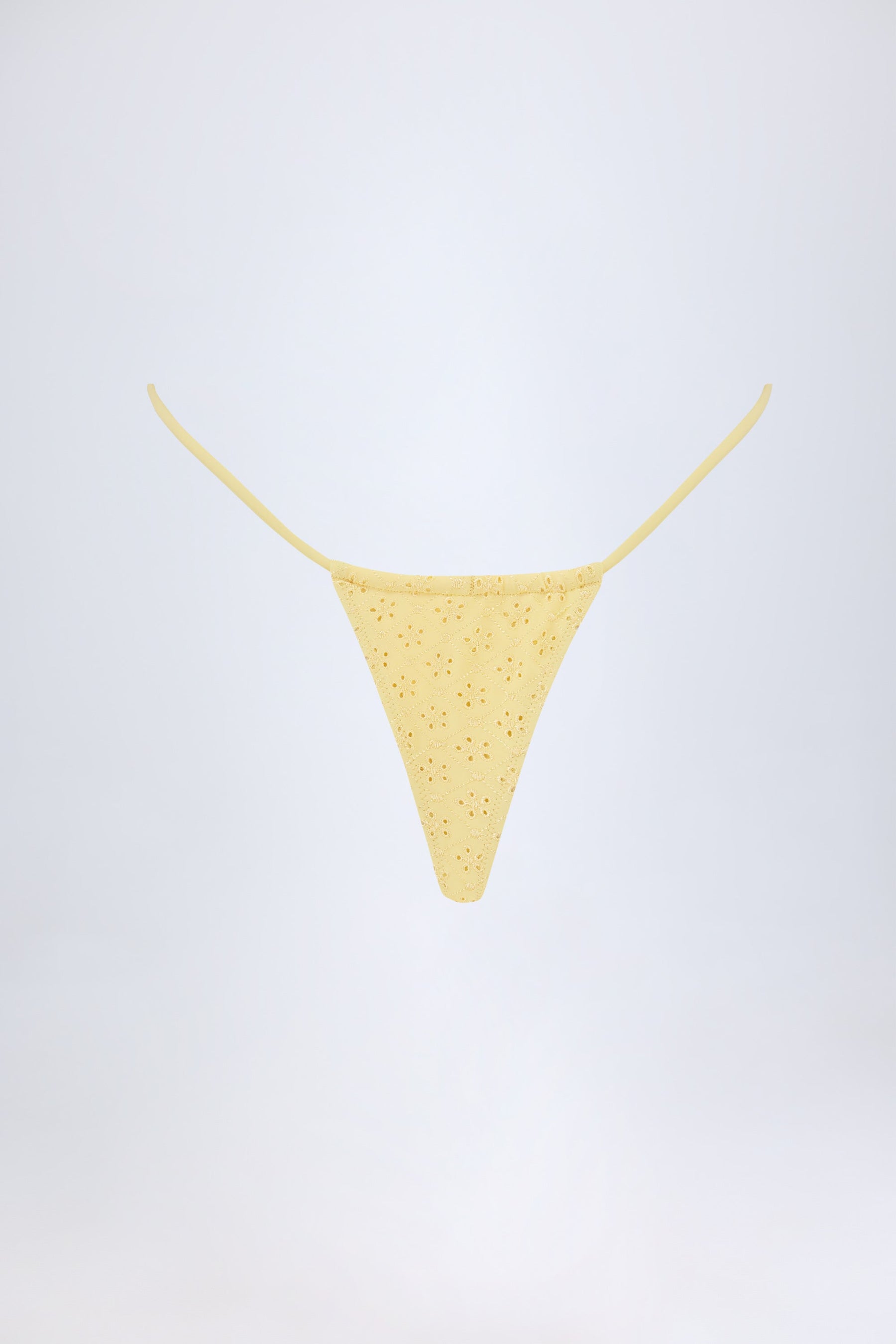 Broderie Anglaise İpli Bikini Altı, Limon Sarısı