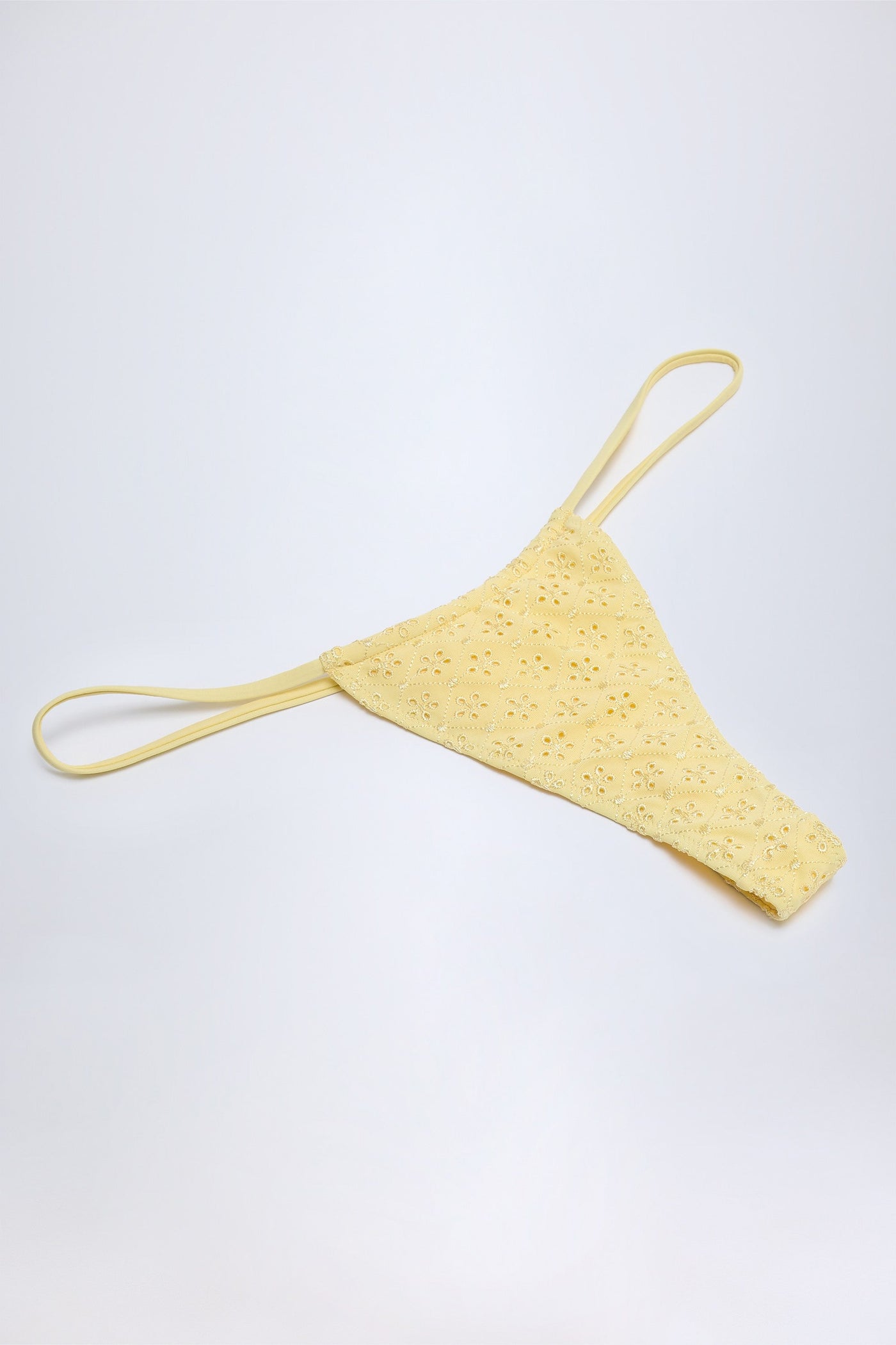 Broderie Anglaise İpli Bikini Altı, Limon Sarısı