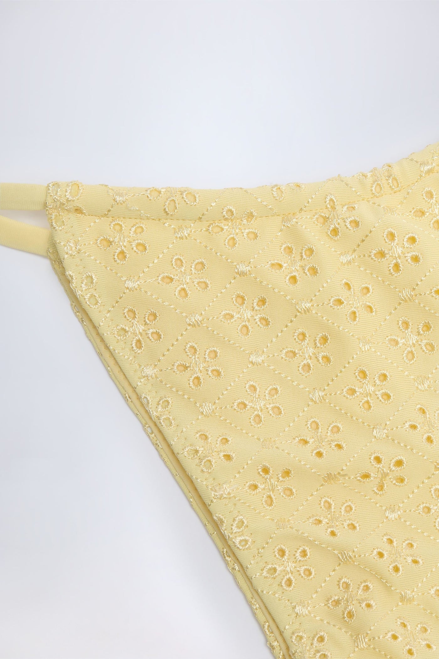 Broderie Anglaise İpli Bikini Altı, Limon Sarısı