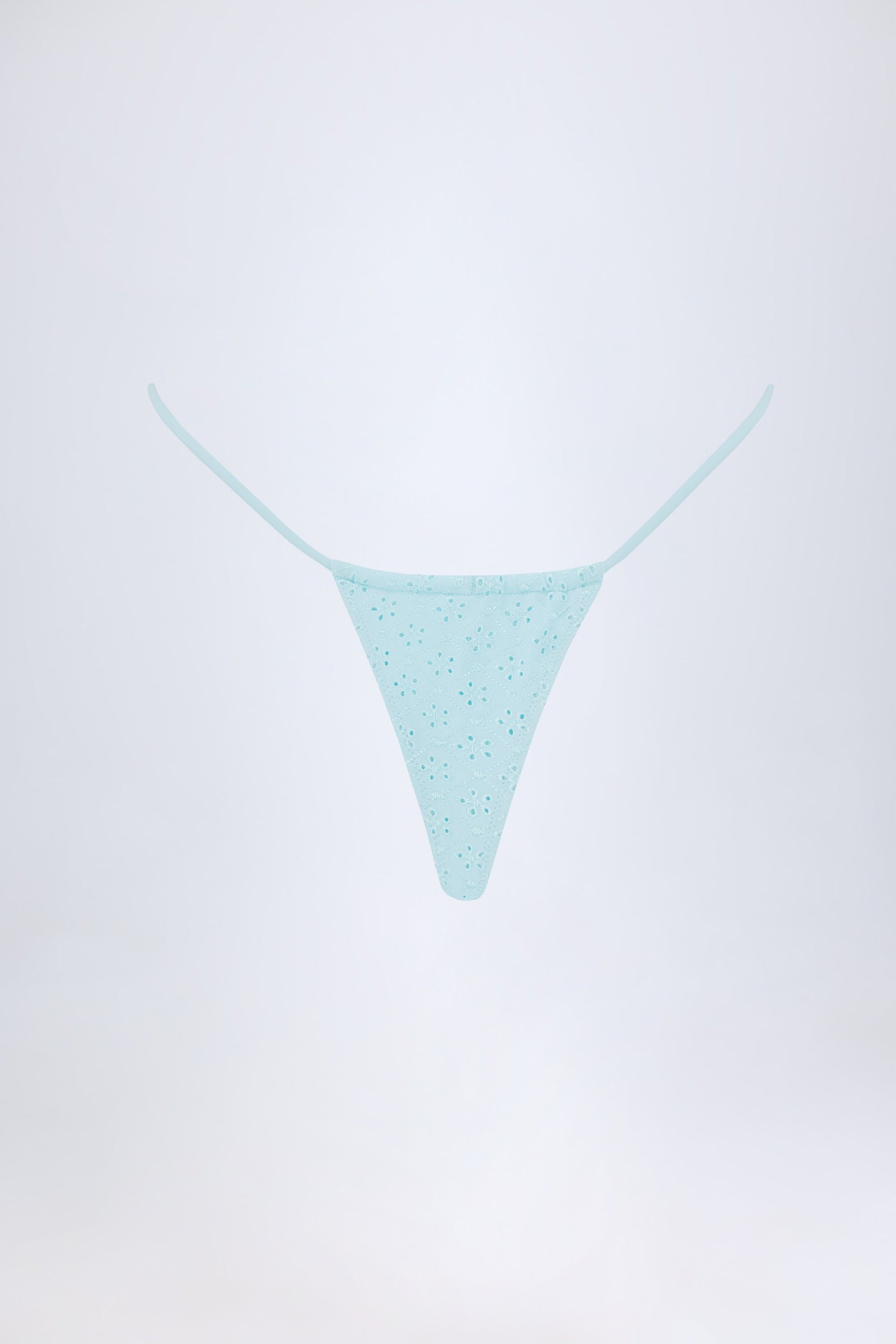 Pudra Mavisi Broderie Anglaise İpli Bikini Altı