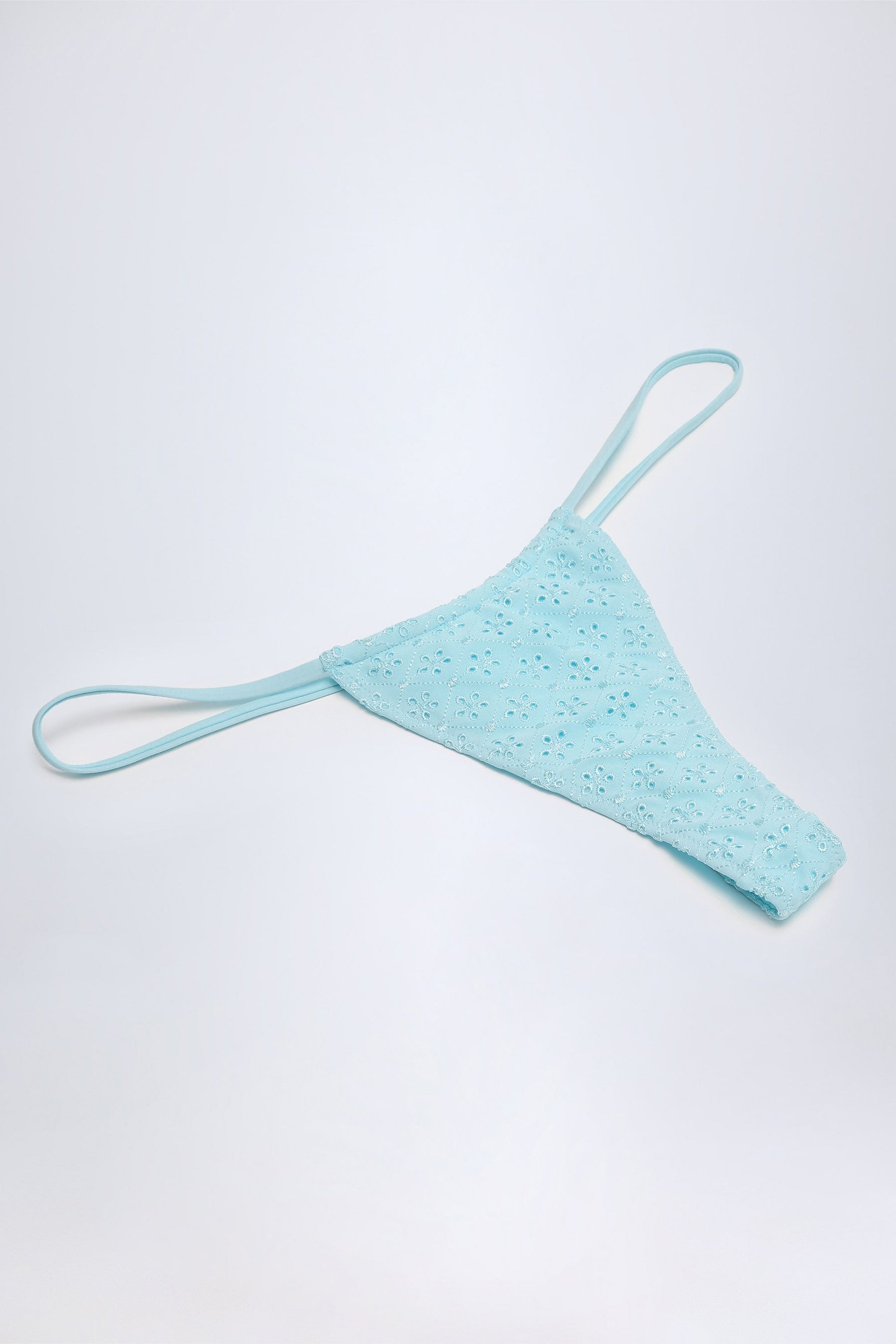 Pudra Mavisi Broderie Anglaise İpli Bikini Altı