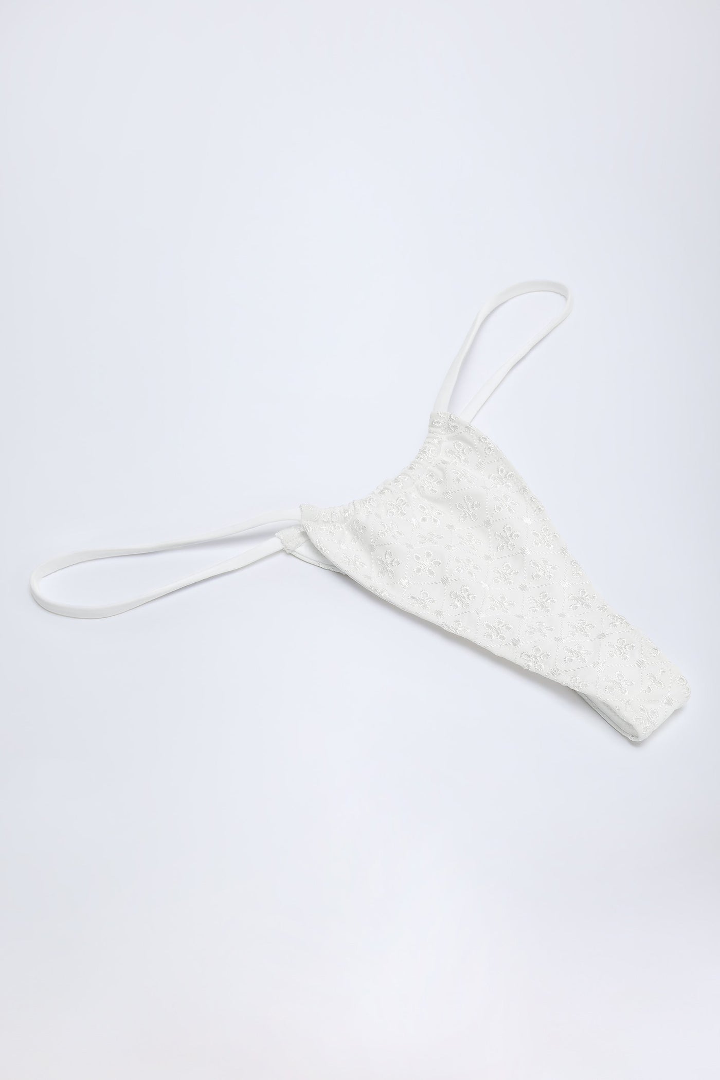 Broderie Anglaise İpli Bikini Altı, Beyaz
