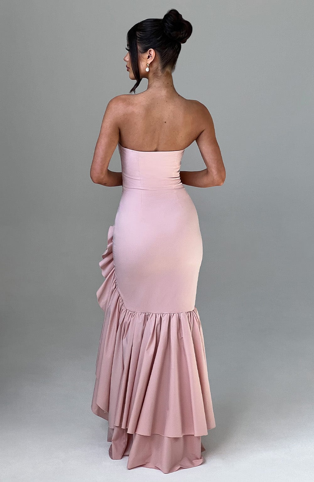 Angelina Maxi Elbise - Pudra Pembesi