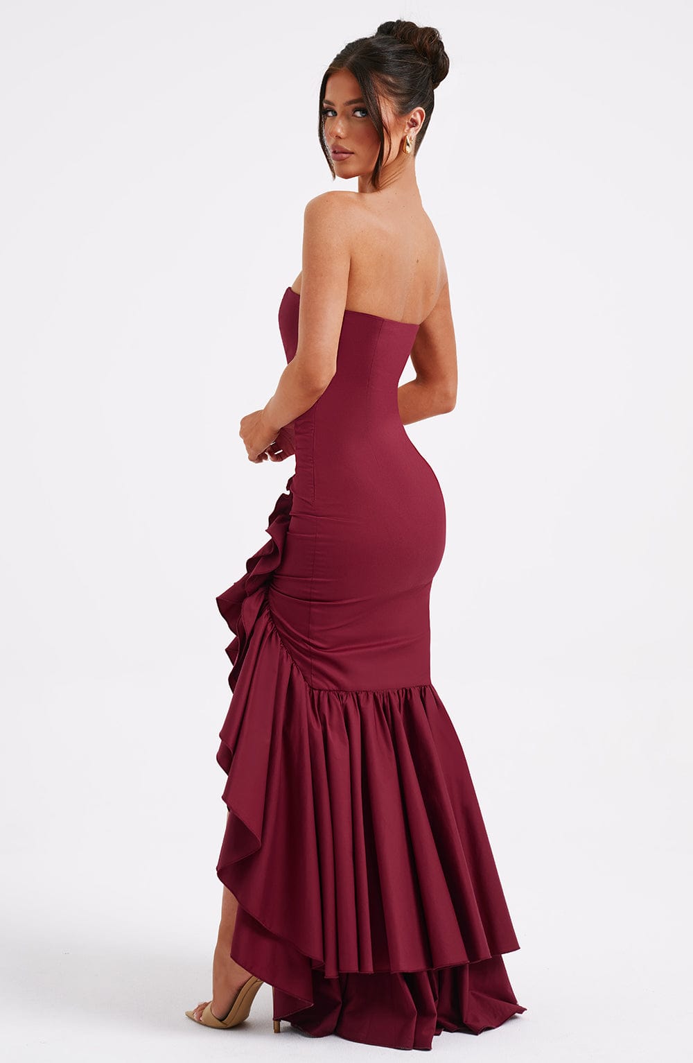 Angelina Maxi Elbise - Bordo