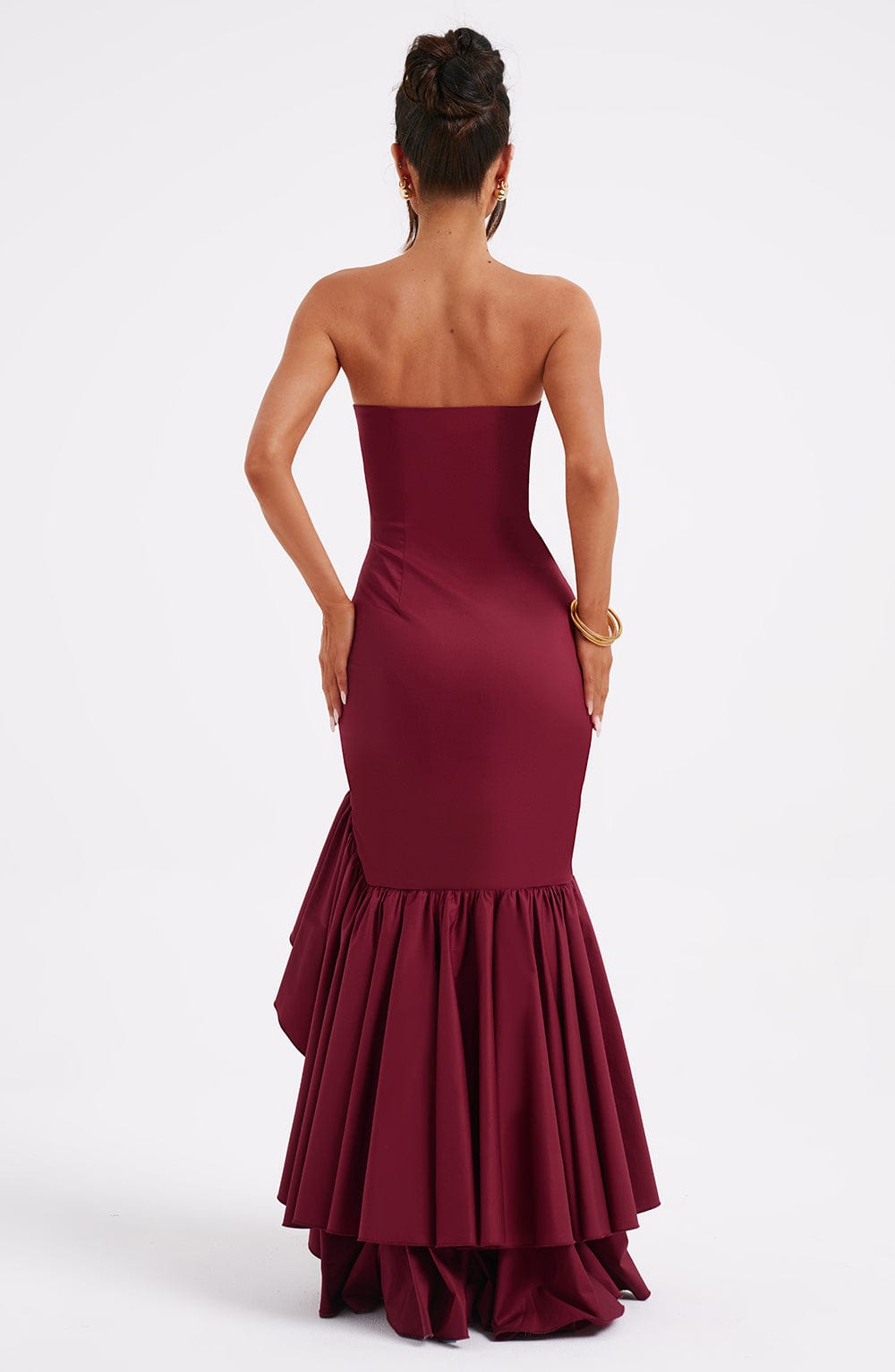 Angelina Maxi Elbise - Bordo