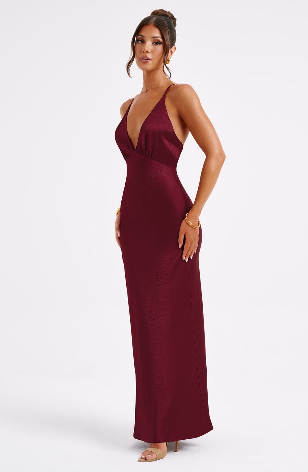 Anja Maxi Elbise - Bordo