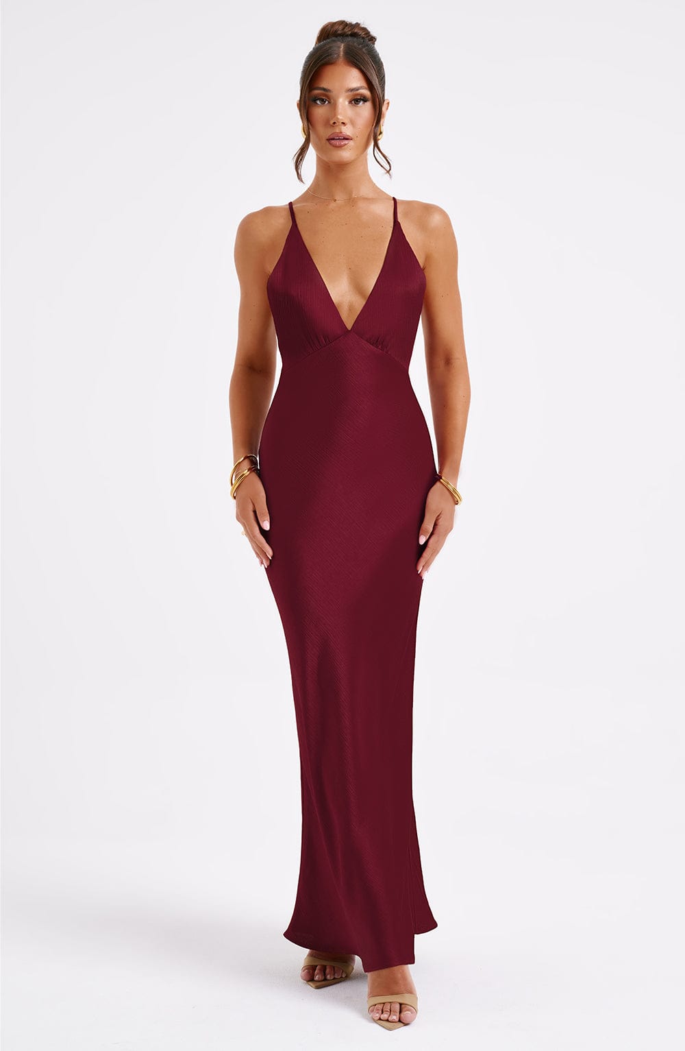 Anja Maxi Elbise - Bordo