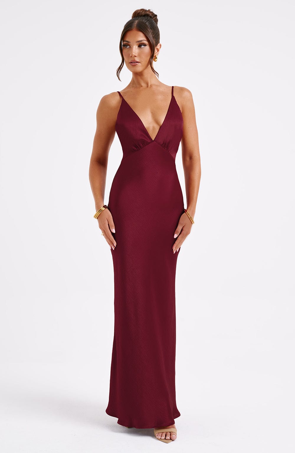 Anja Maxi Elbise - Bordo