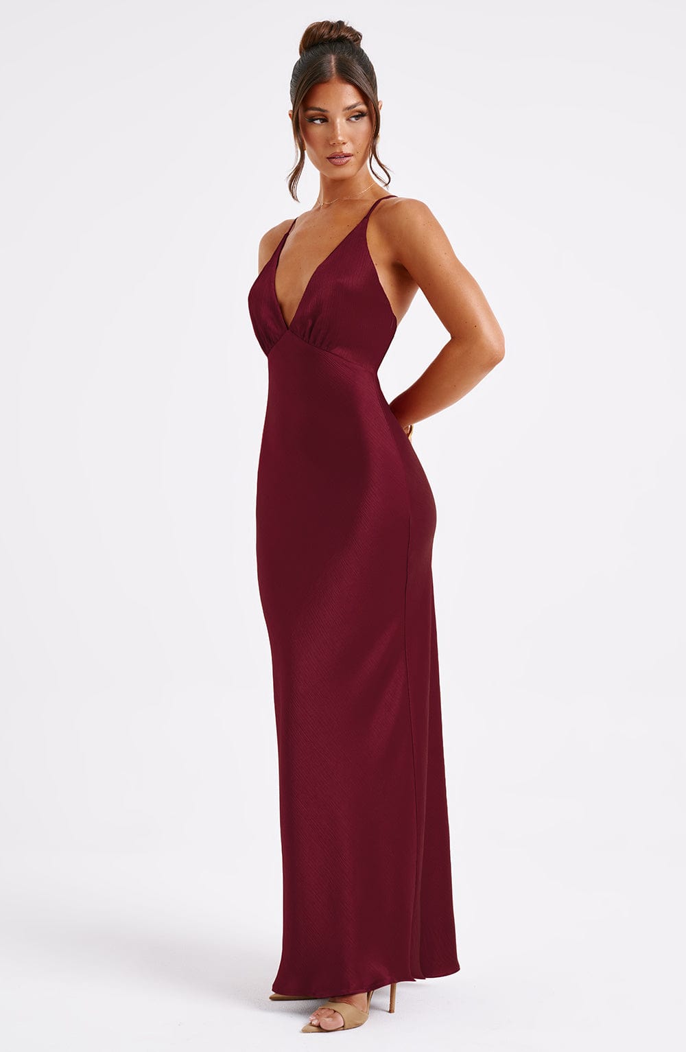 Anja Maxi Elbise - Bordo