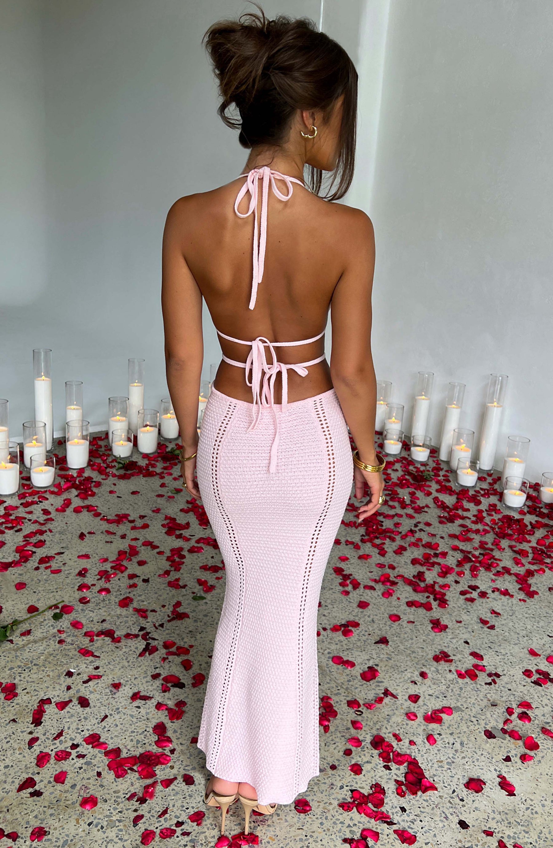 Arabella Maxi Elbise - Pudra Pembesi
