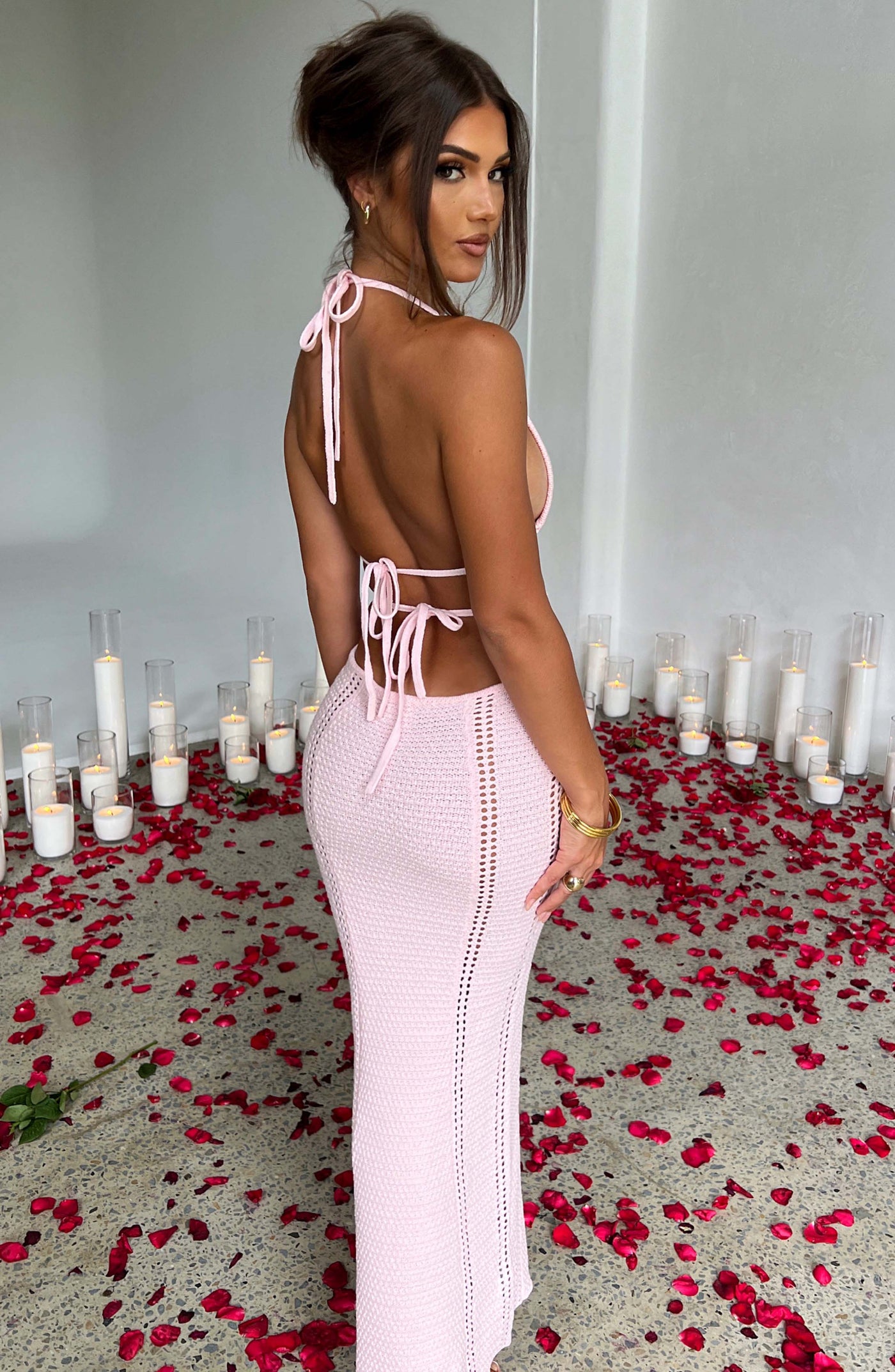 Arabella Maxi Elbise - Pudra Pembesi