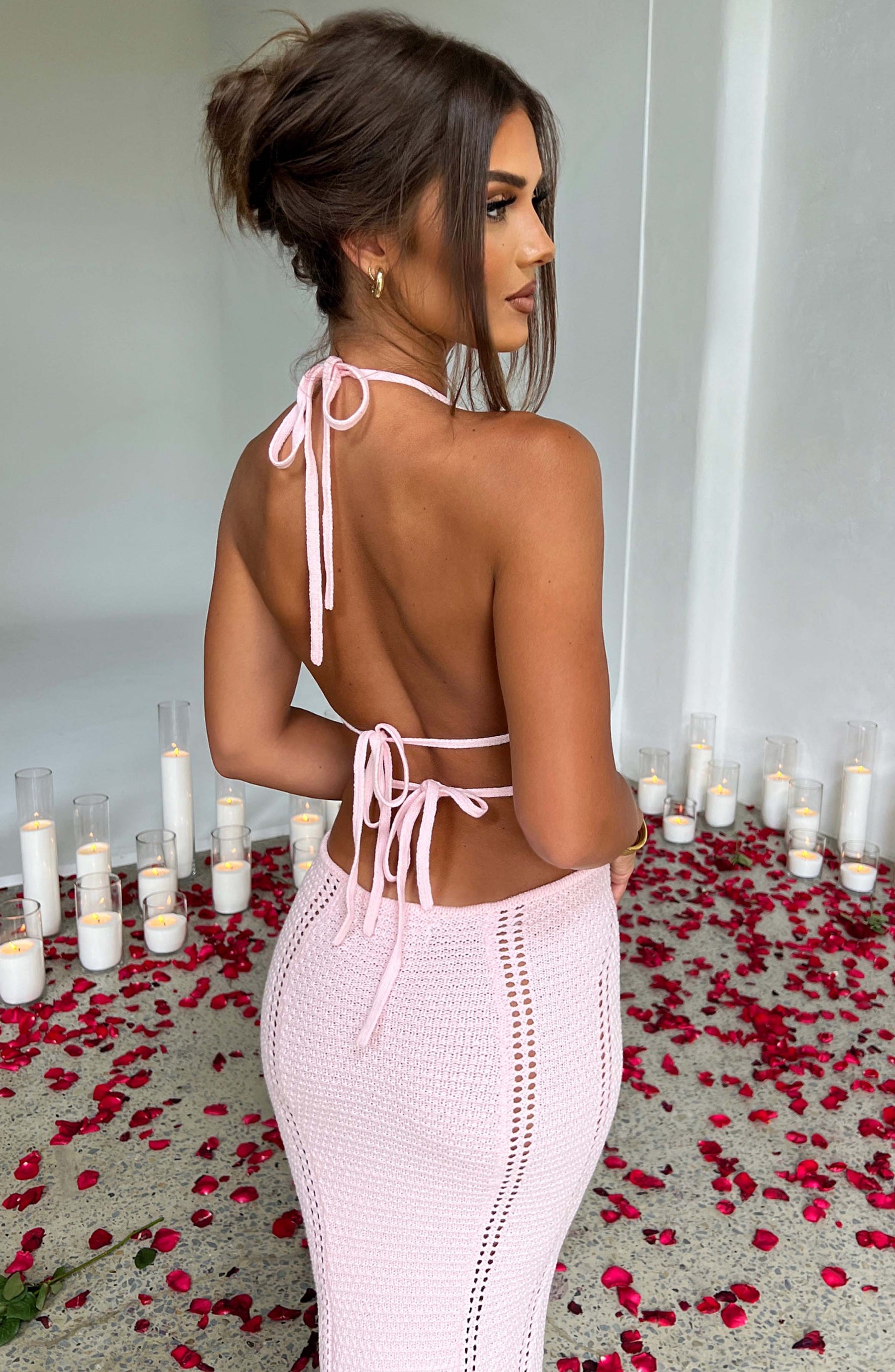 Arabella Maxi Elbise - Pudra Pembesi