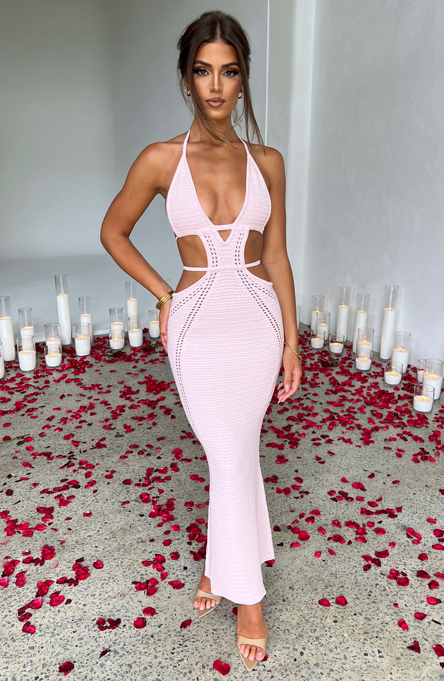 Arabella Maxi Elbise - Pudra Pembesi