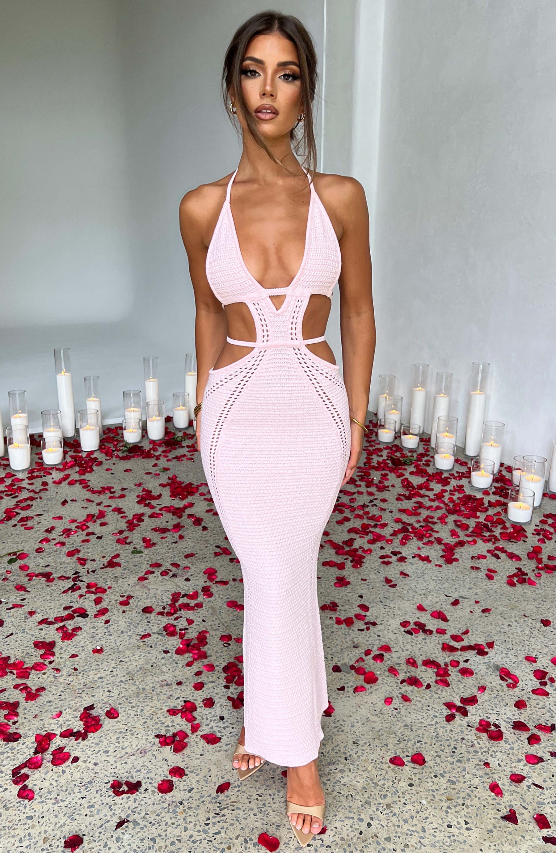 Arabella Maxi Elbise - Pudra Pembesi
