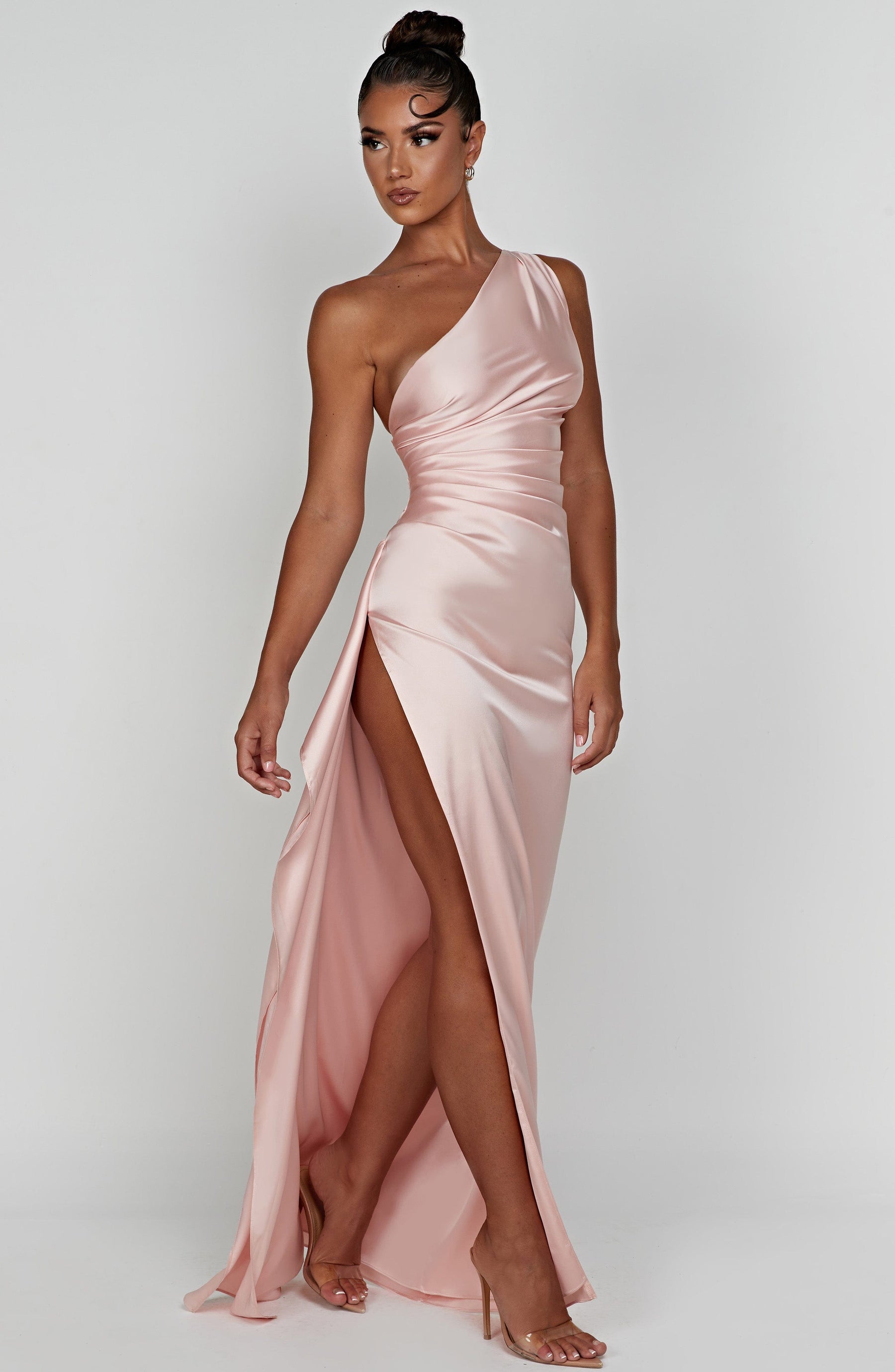 Ariel Maxi Elbise - Pudra Pembesi
