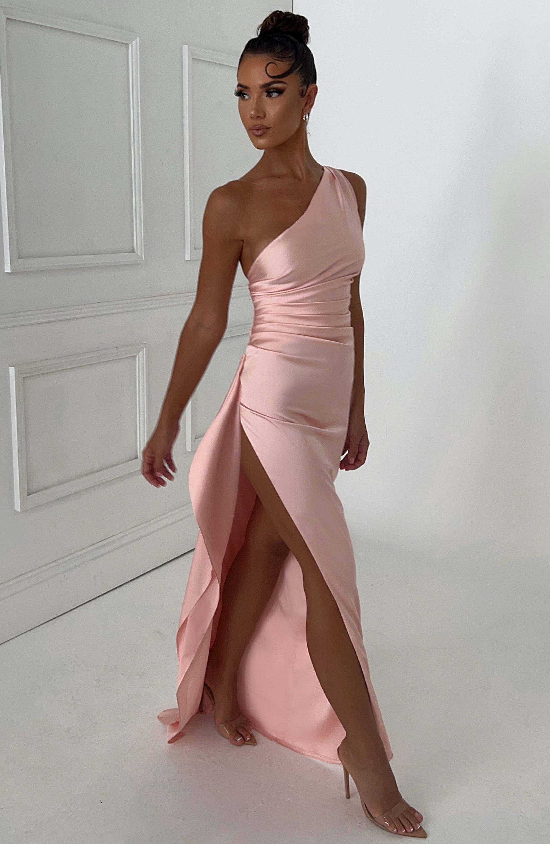 Ariel Maxi Elbise - Pudra Pembesi