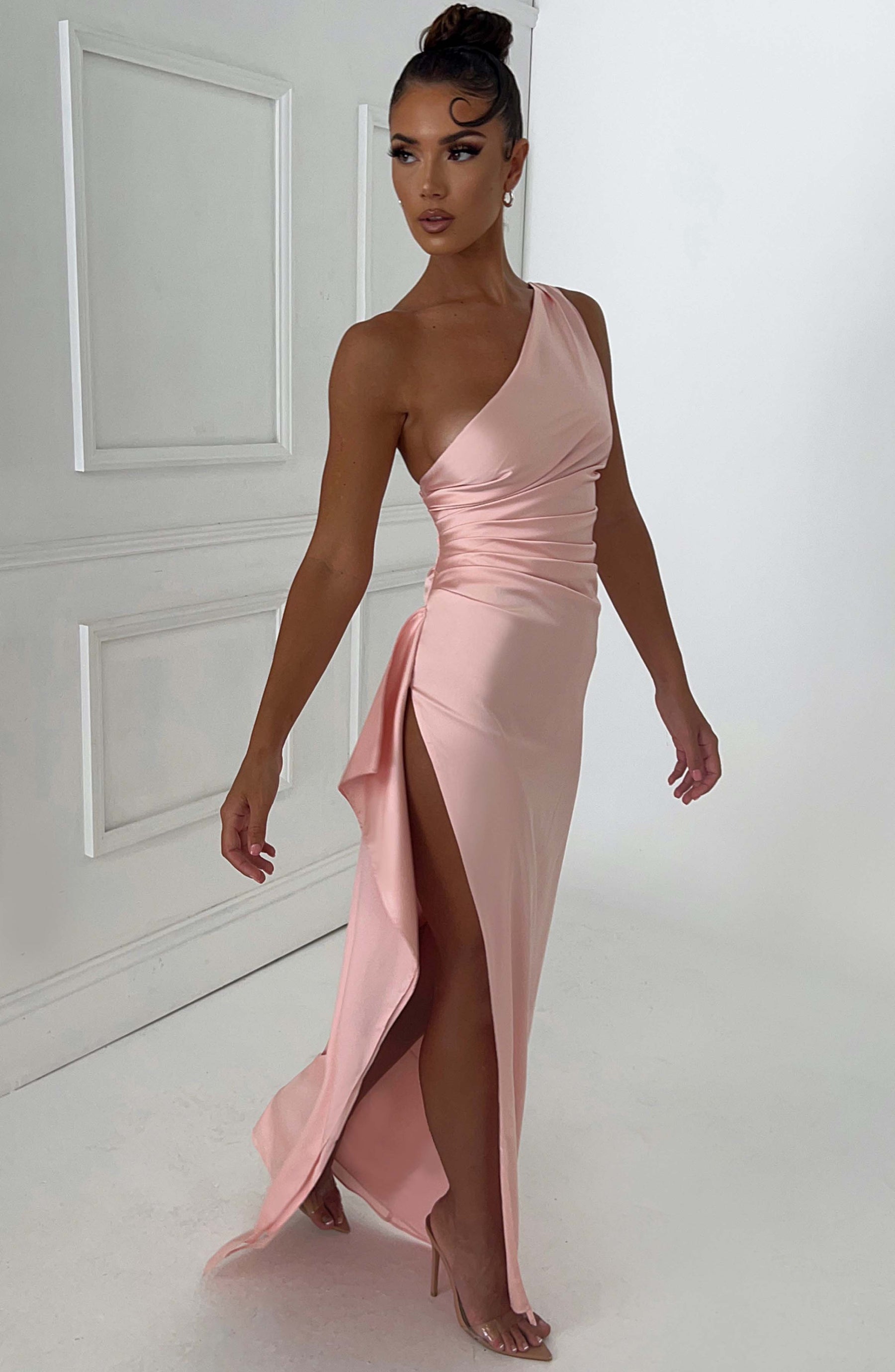Ariel Maxi Elbise - Pudra Pembesi