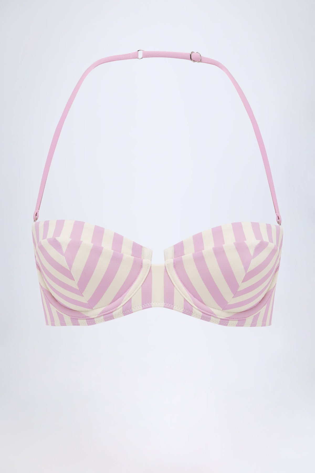 Balenli, Askılı, Balen Kesimli Bikini Üstü, Mor Çizgili