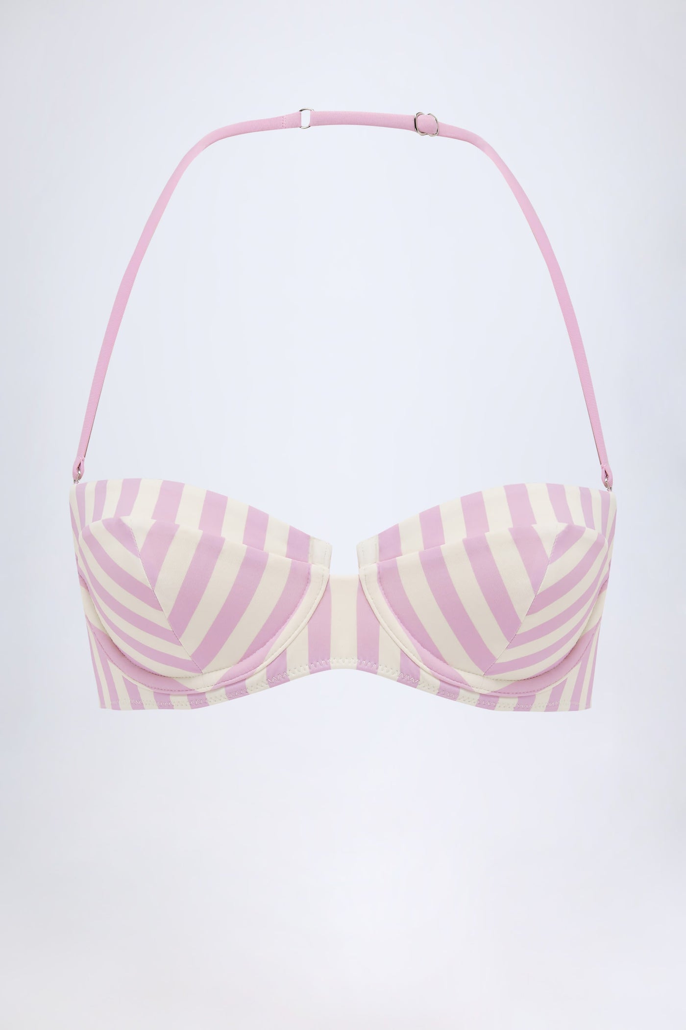 Balenli, Askılı, Balen Kesimli Bikini Üstü, Mor Çizgili
