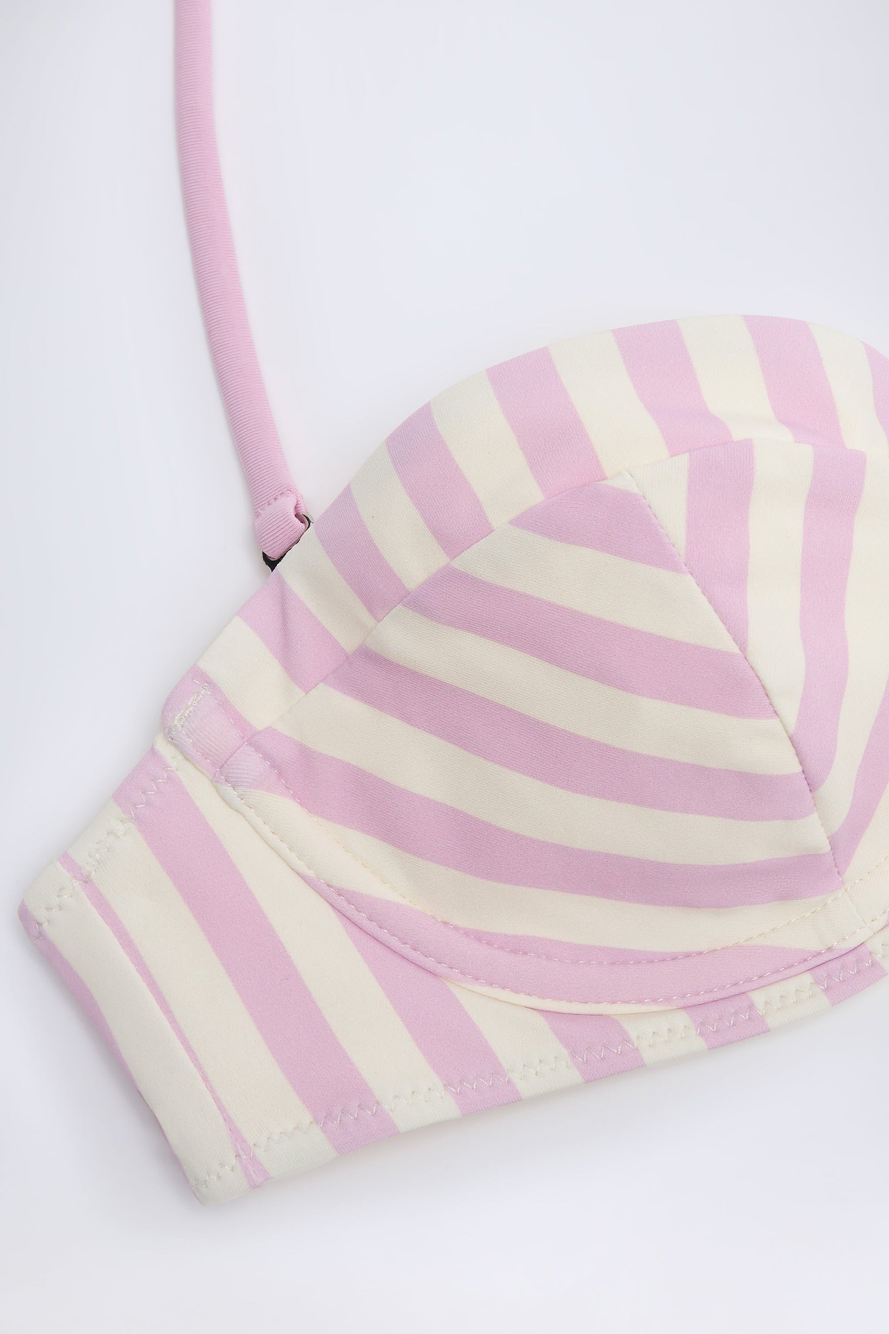 Balenli, Askılı, Balen Kesimli Bikini Üstü, Mor Çizgili