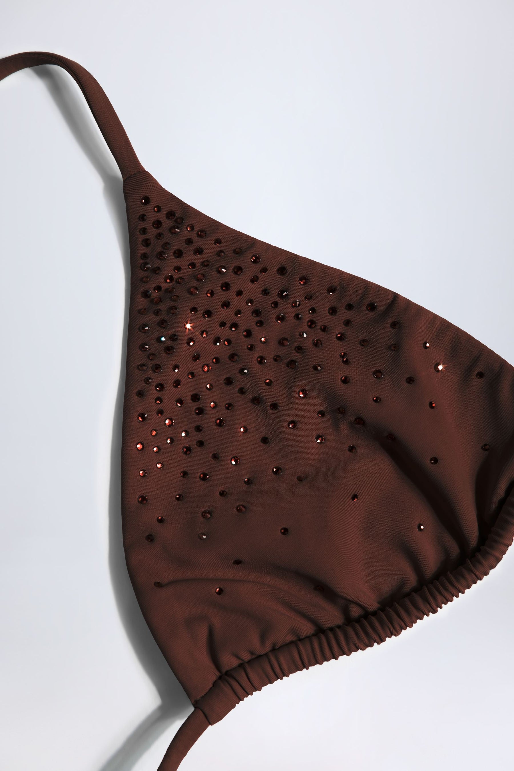 Çikolata Kahverengi İşlemeli Üçgen Bikini Üstü
