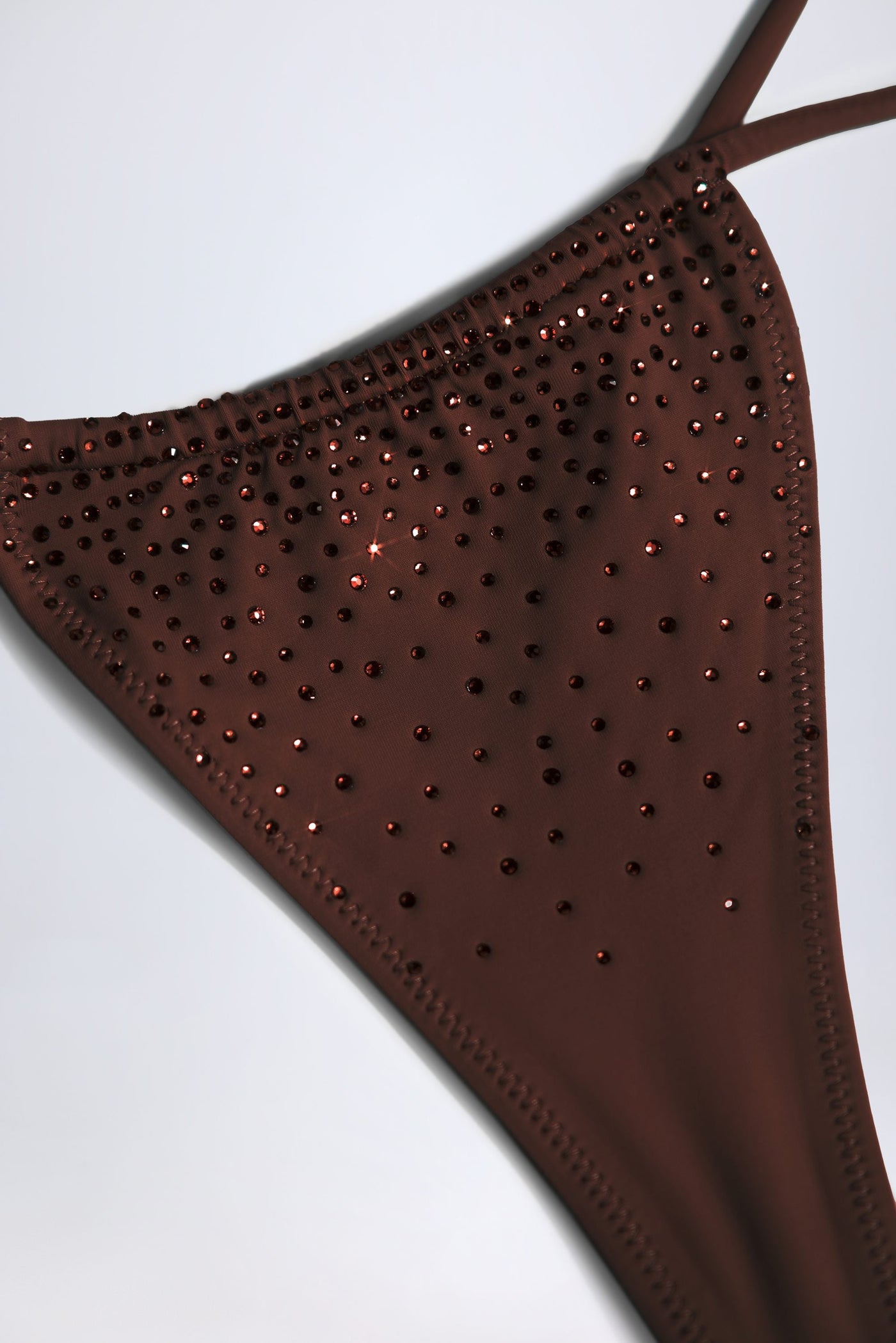 Çikolata Kahverengi İşlemeli İpli Tanga Bikini Altı