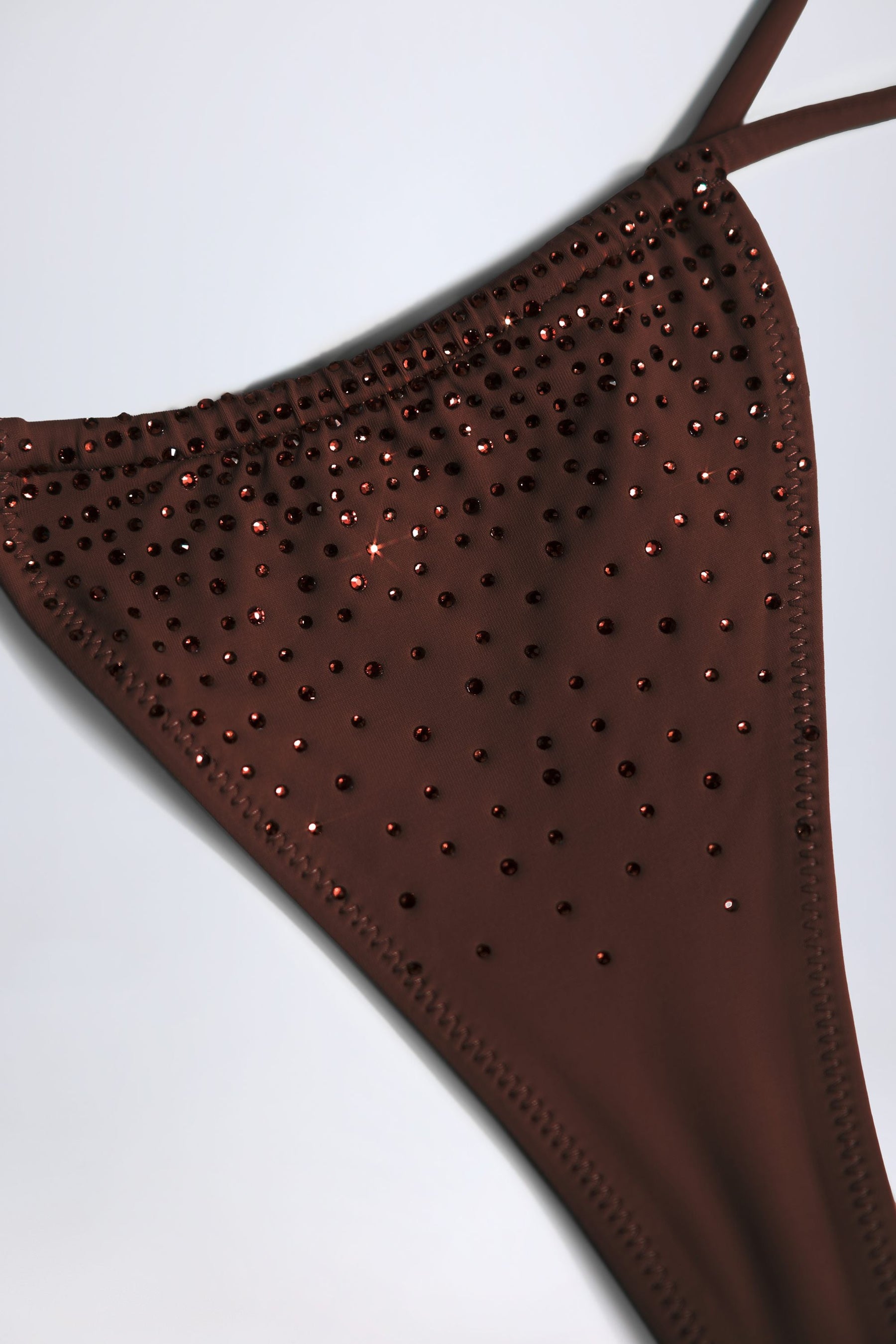 Çikolata Kahverengi İşlemeli İpli Tanga Bikini Altı