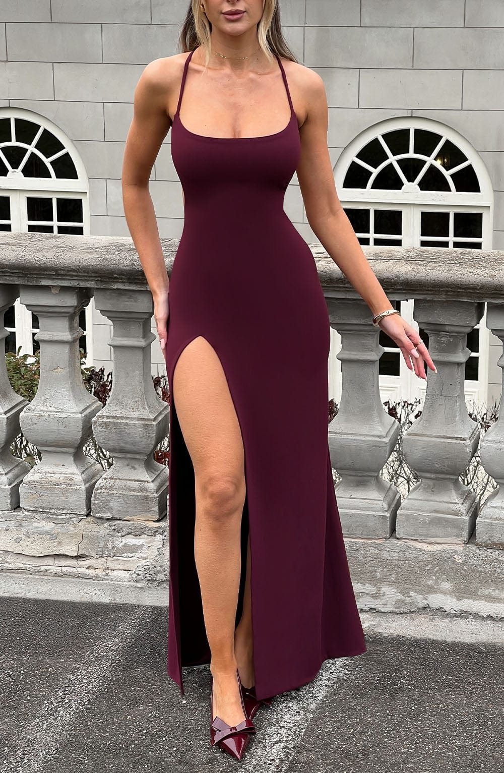 Beatrix Maxi Elbise - Kiraz Rengi Lake