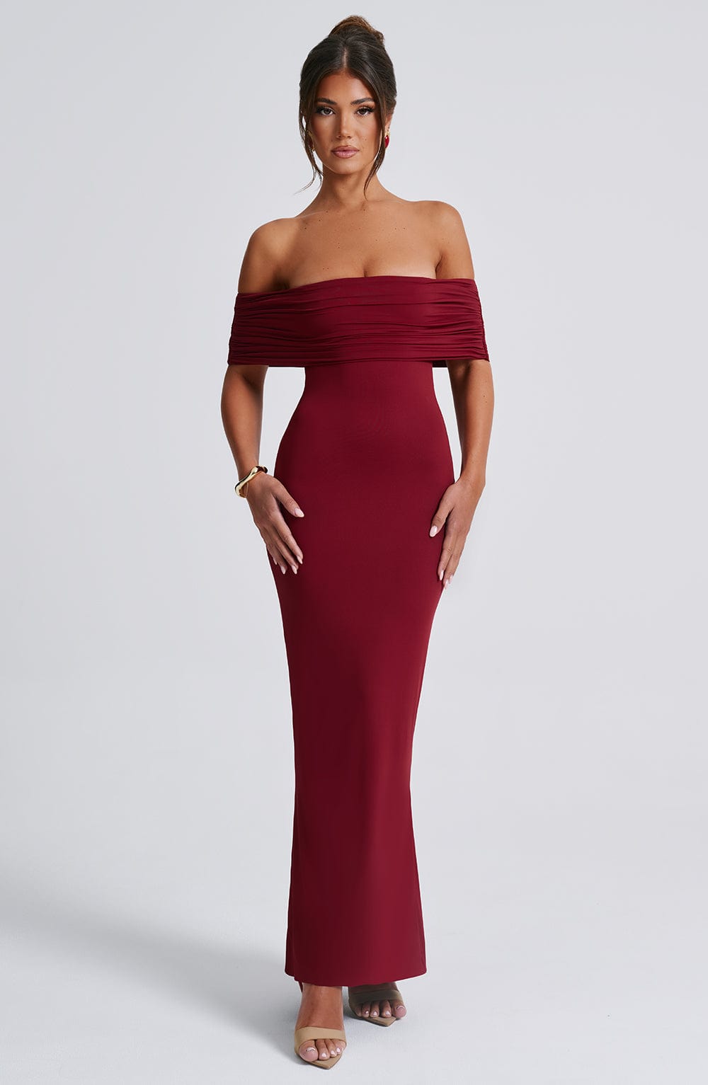 Belinda Maxi Elbise - Bordo