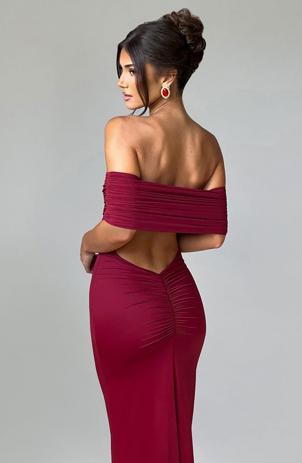 Belinda Maxi Elbise - Bordo
