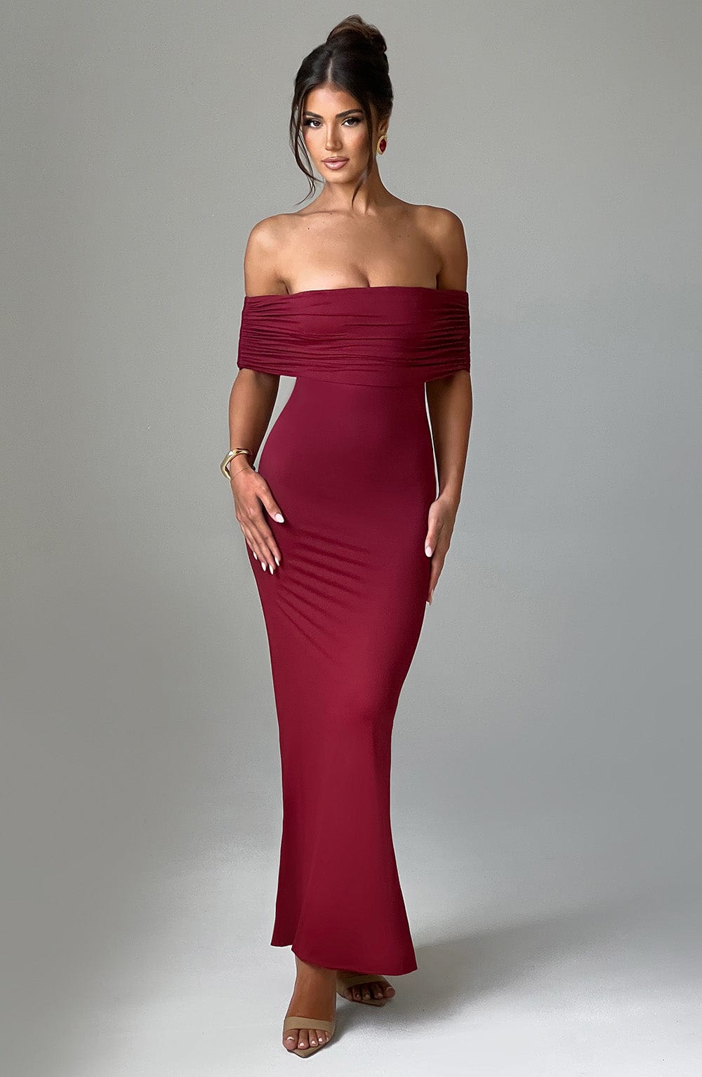 Belinda Maxi Elbise - Bordo