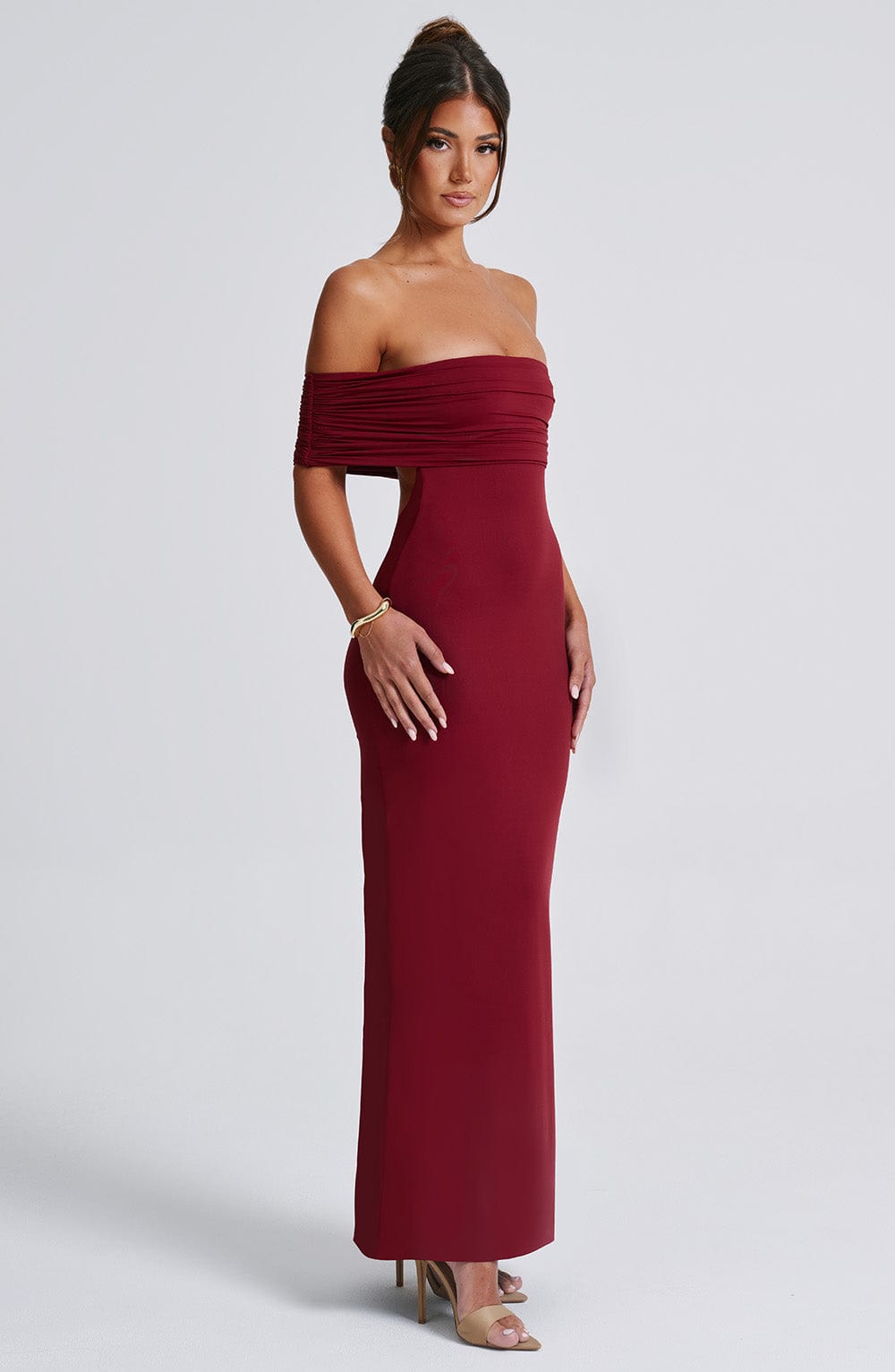 Belinda Maxi Elbise - Bordo