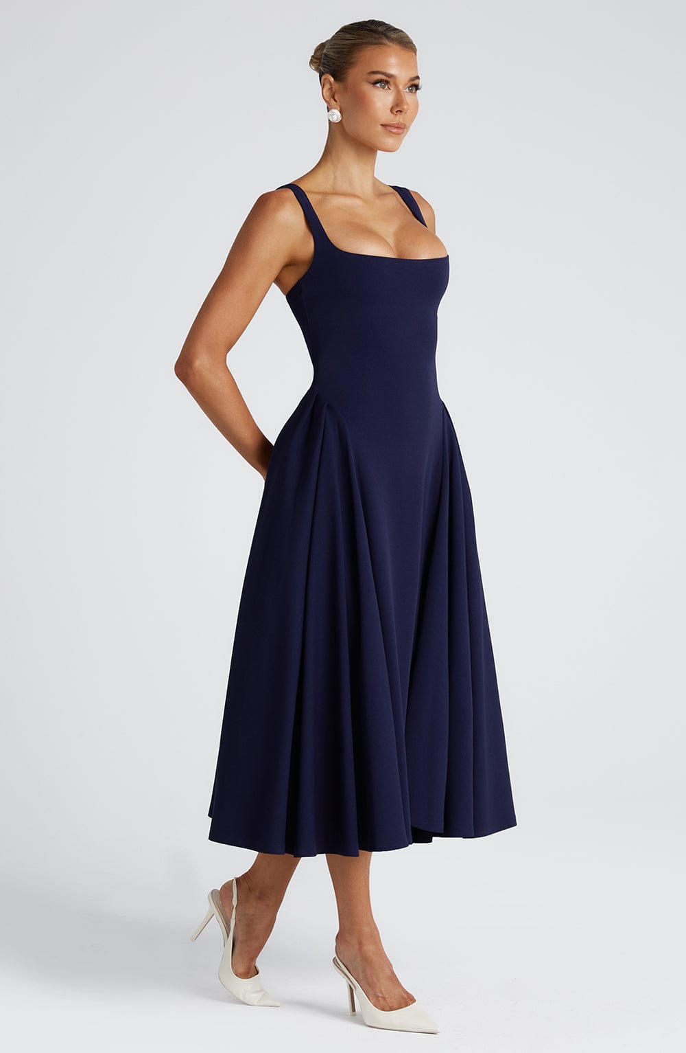 Betty Midi Elbise - Lacivert