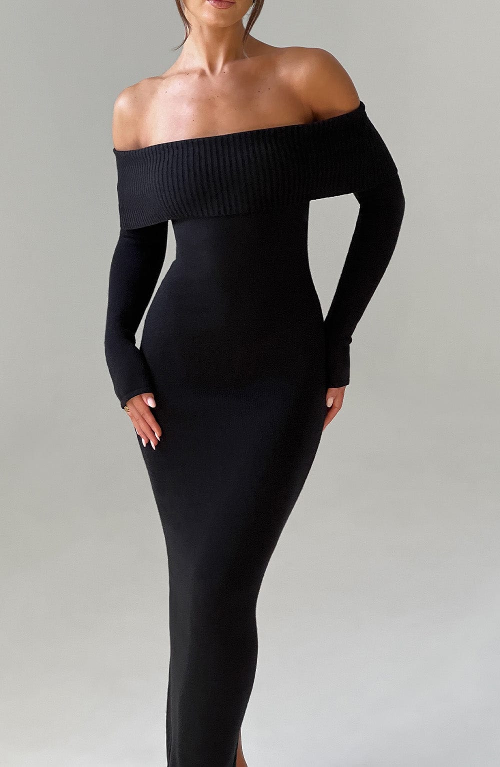Beverley Örme Maxi Elbise - Siyah