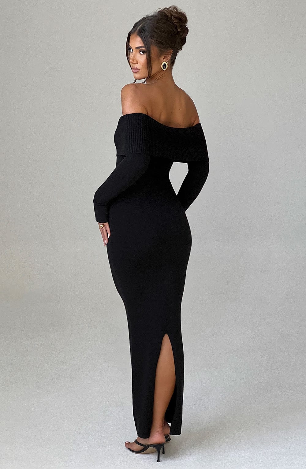 Beverley Örme Maxi Elbise - Siyah