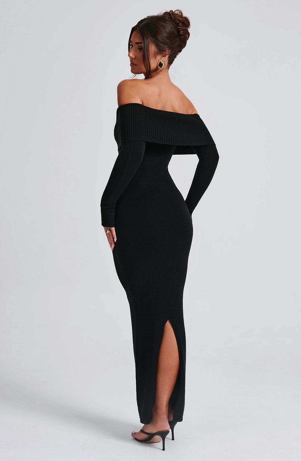 Beverley Örme Maxi Elbise - Siyah