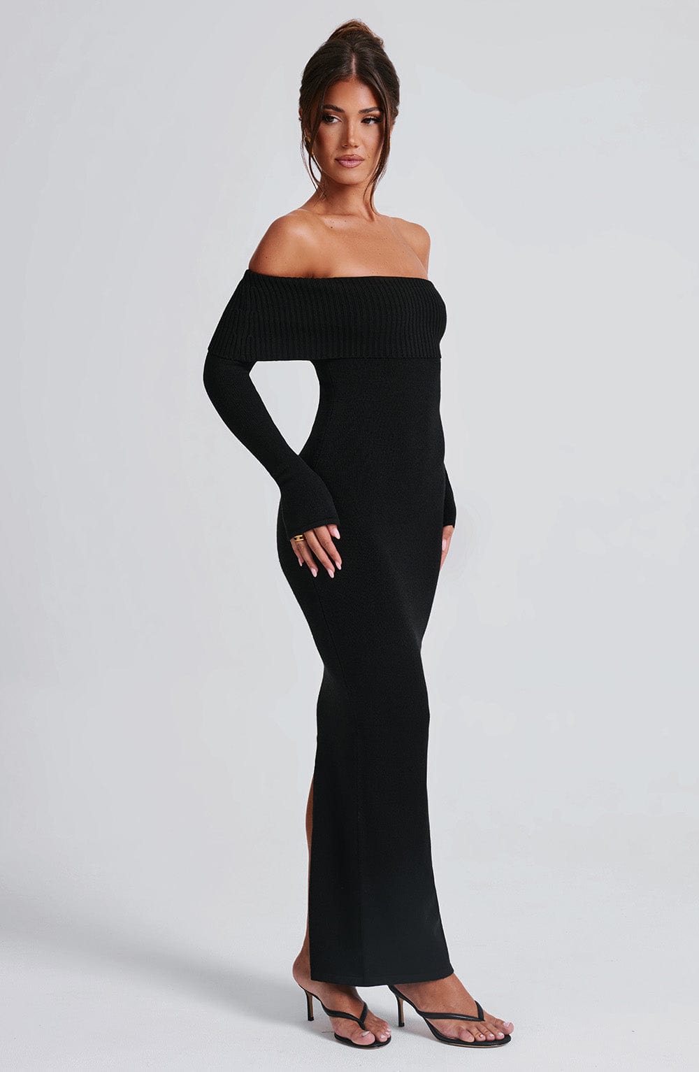 Beverley Örme Maxi Elbise - Siyah