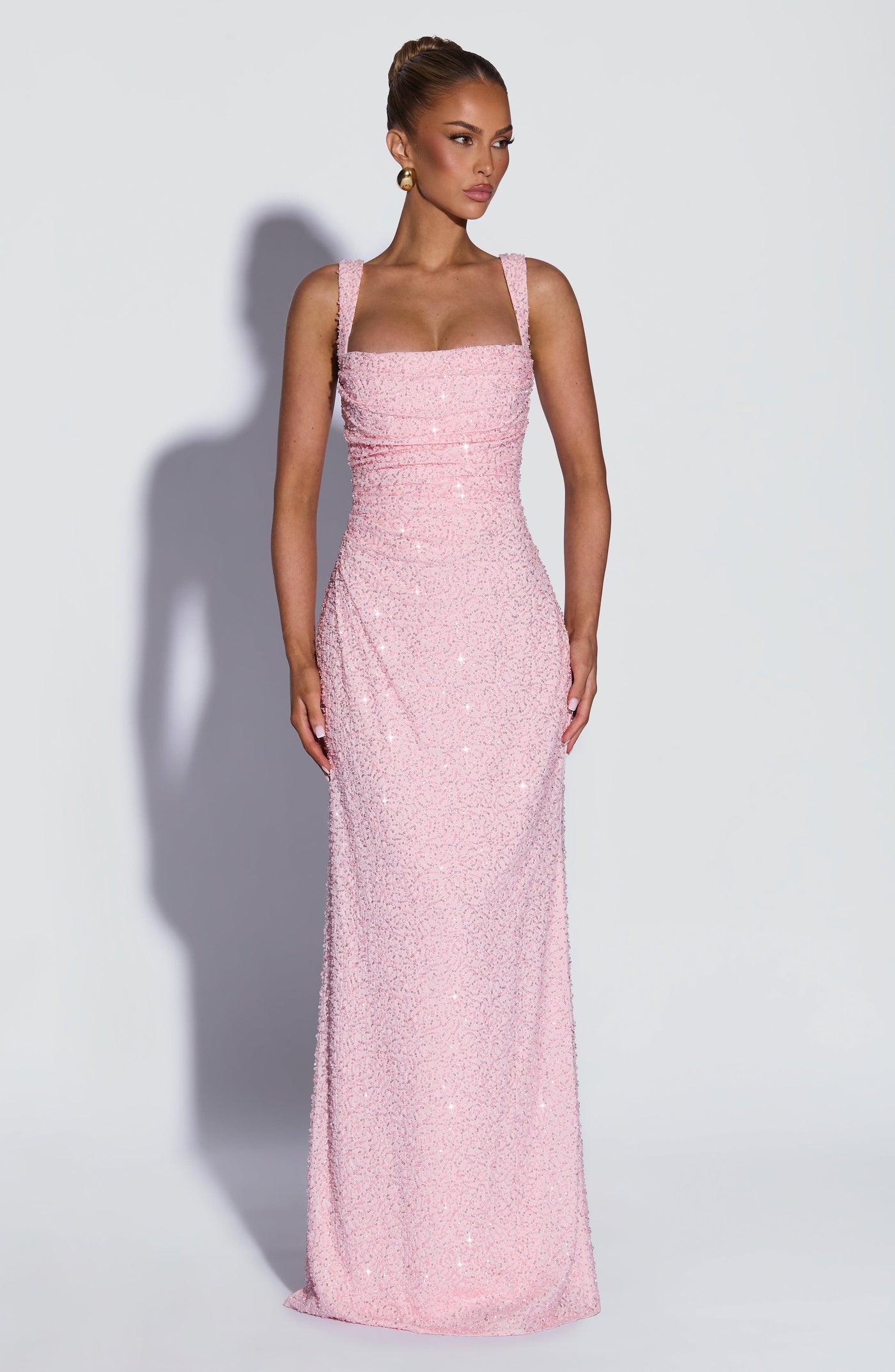 Calanthe Maxi Elbise - Pembe Parıltılı