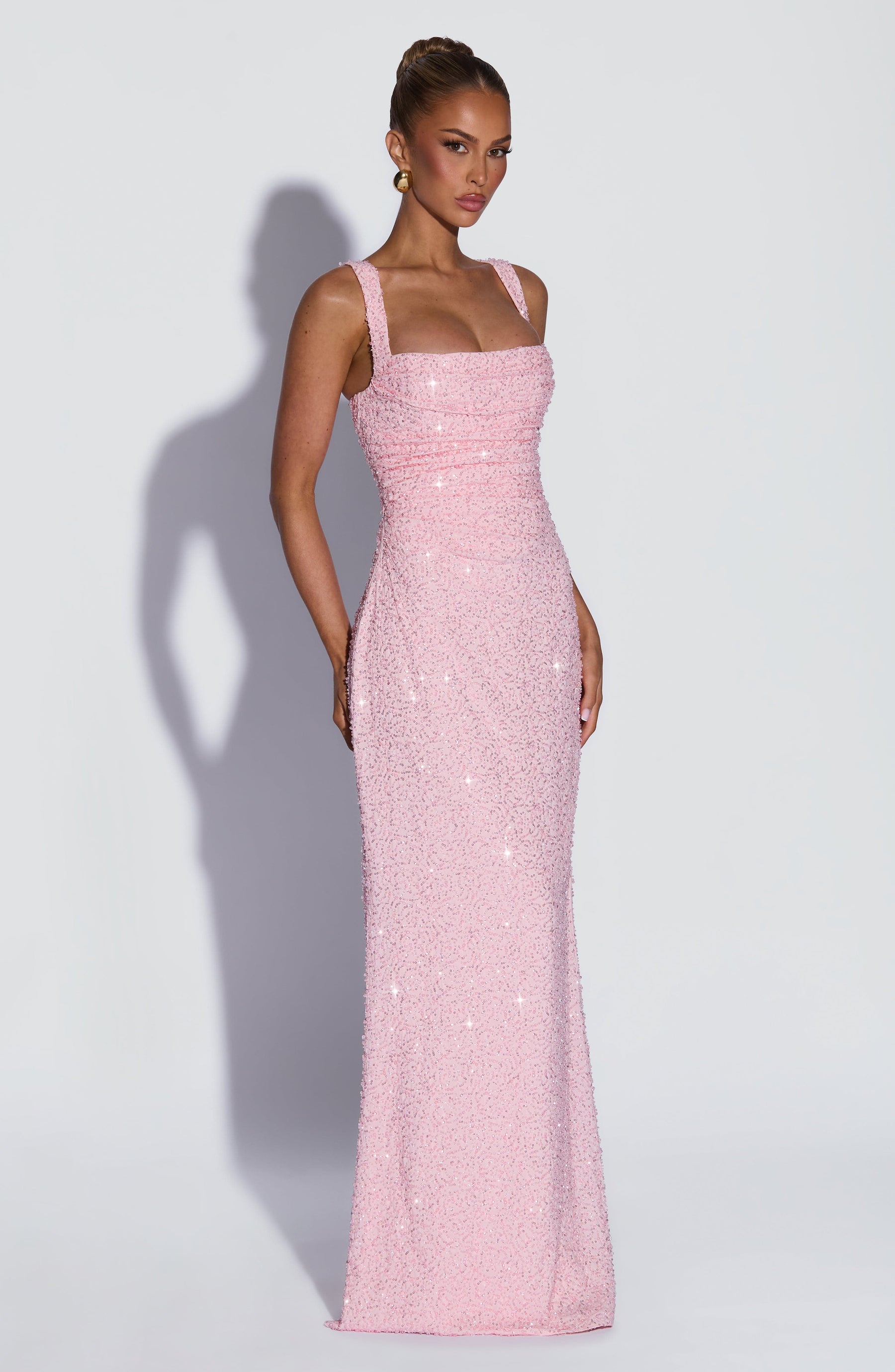 Calanthe Maxi Elbise - Pembe Parıltılı