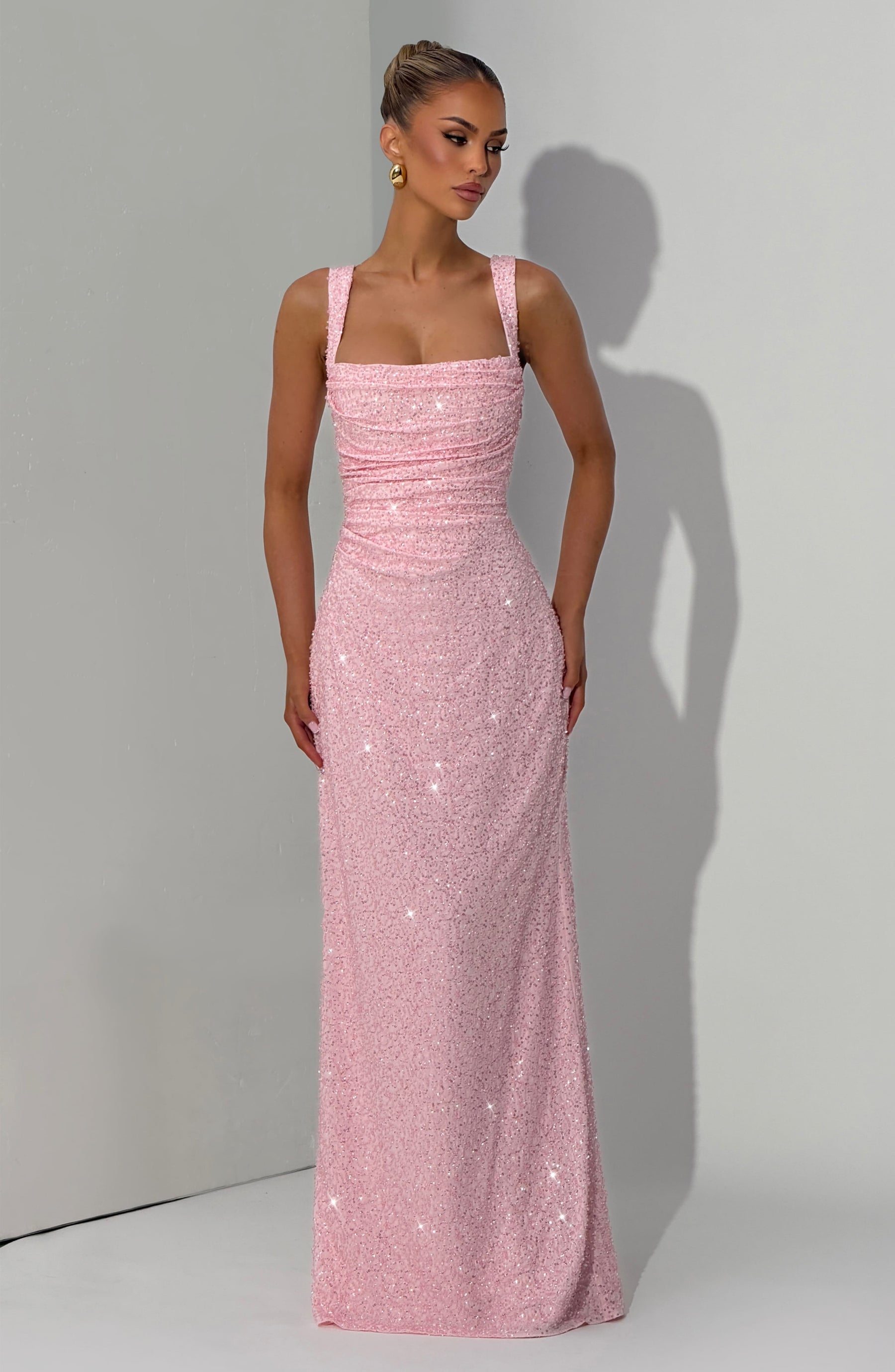 Calanthe Maxi Elbise - Pembe Parıltılı