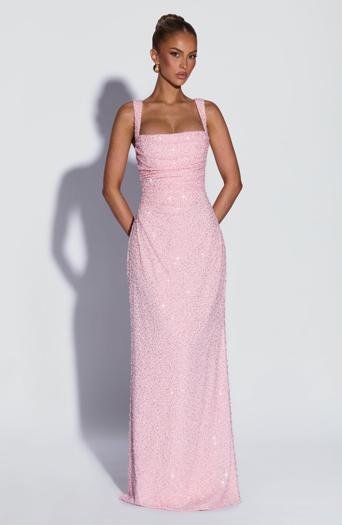 Calanthe Maxi Elbise - Pembe Parıltılı