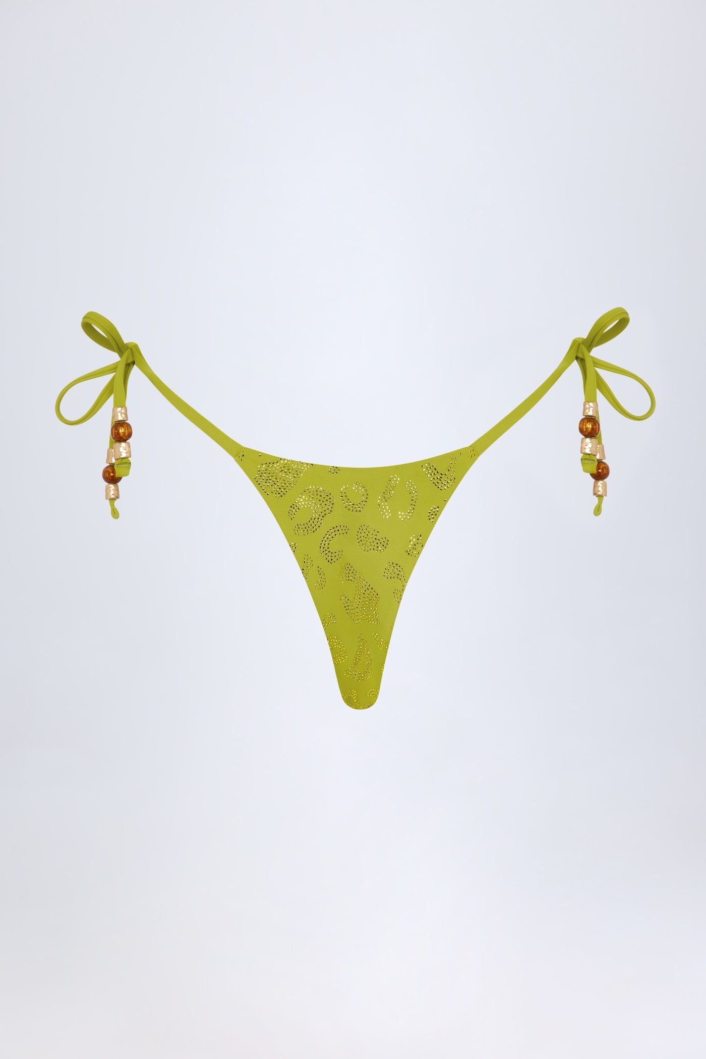 Zeytin Yeşili Renkli, Şık Detaylı Tanga Bikini Altı