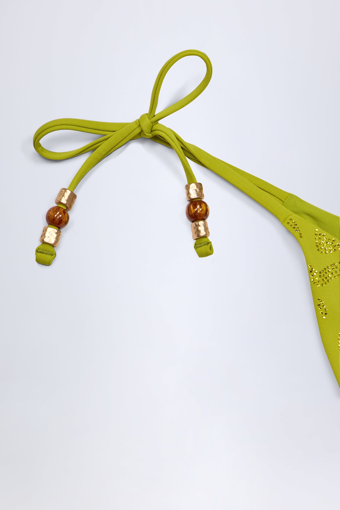 Zeytin Yeşili Renkli, Şık Detaylı Tanga Bikini Altı