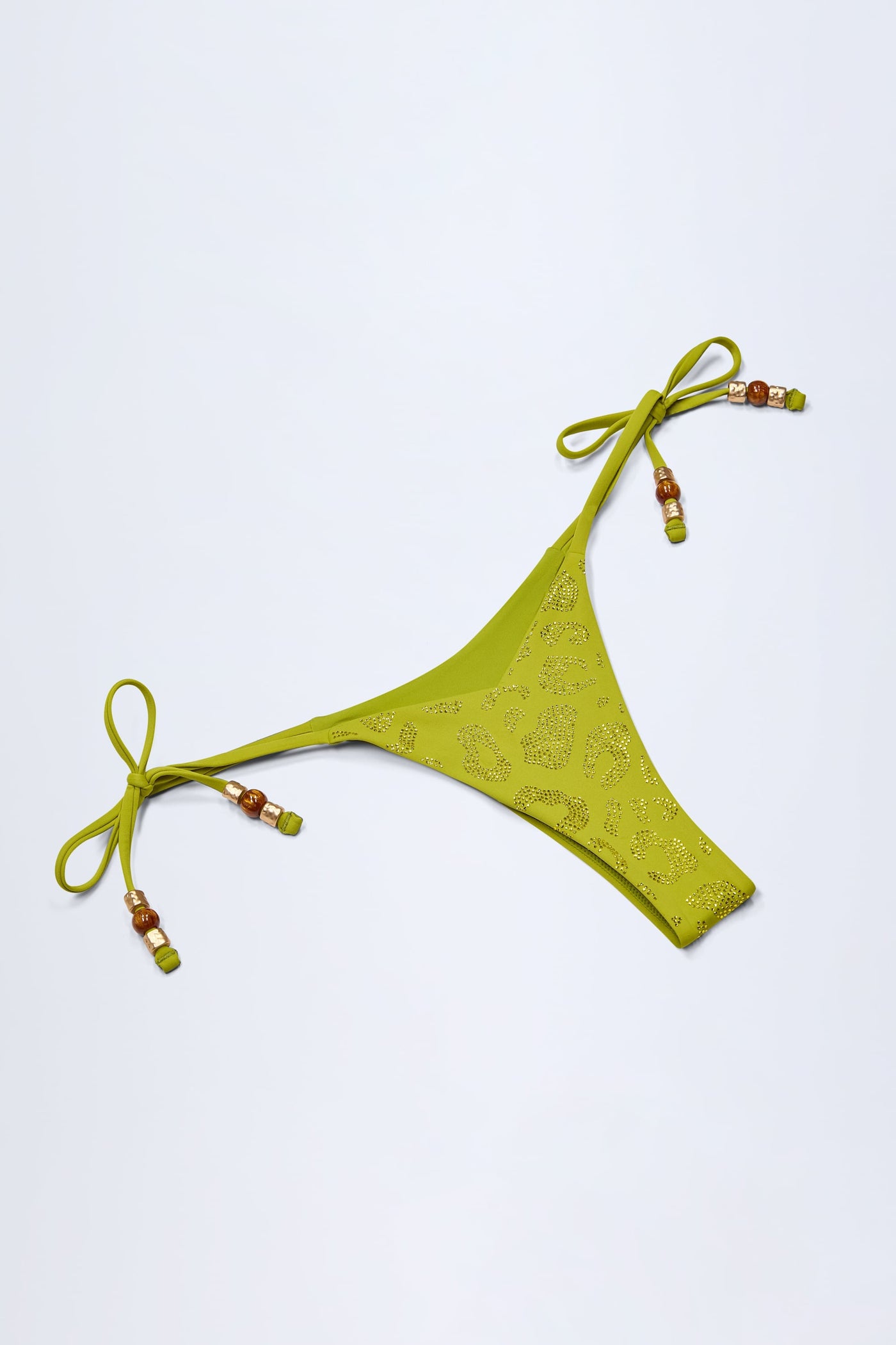 Zeytin Yeşili Renkli, Şık Detaylı Tanga Bikini Altı
