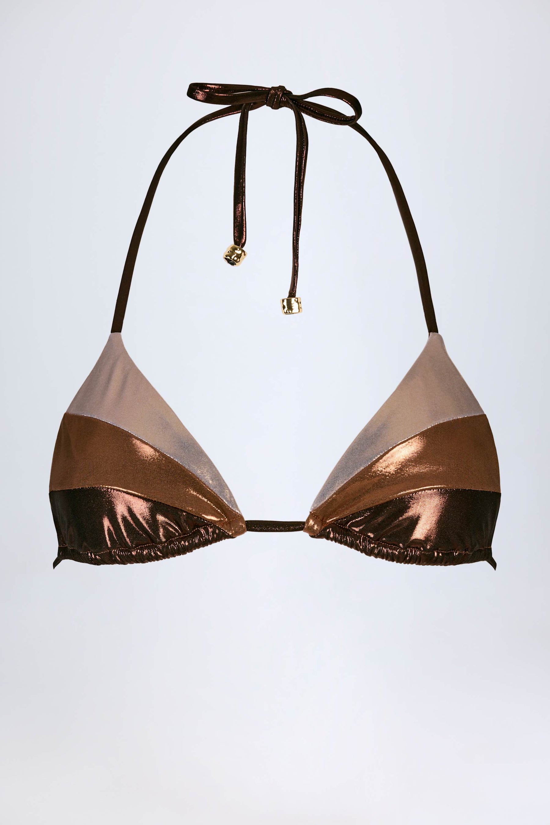 Bronz Altın Renkli Panelli Bikini Sütyeni