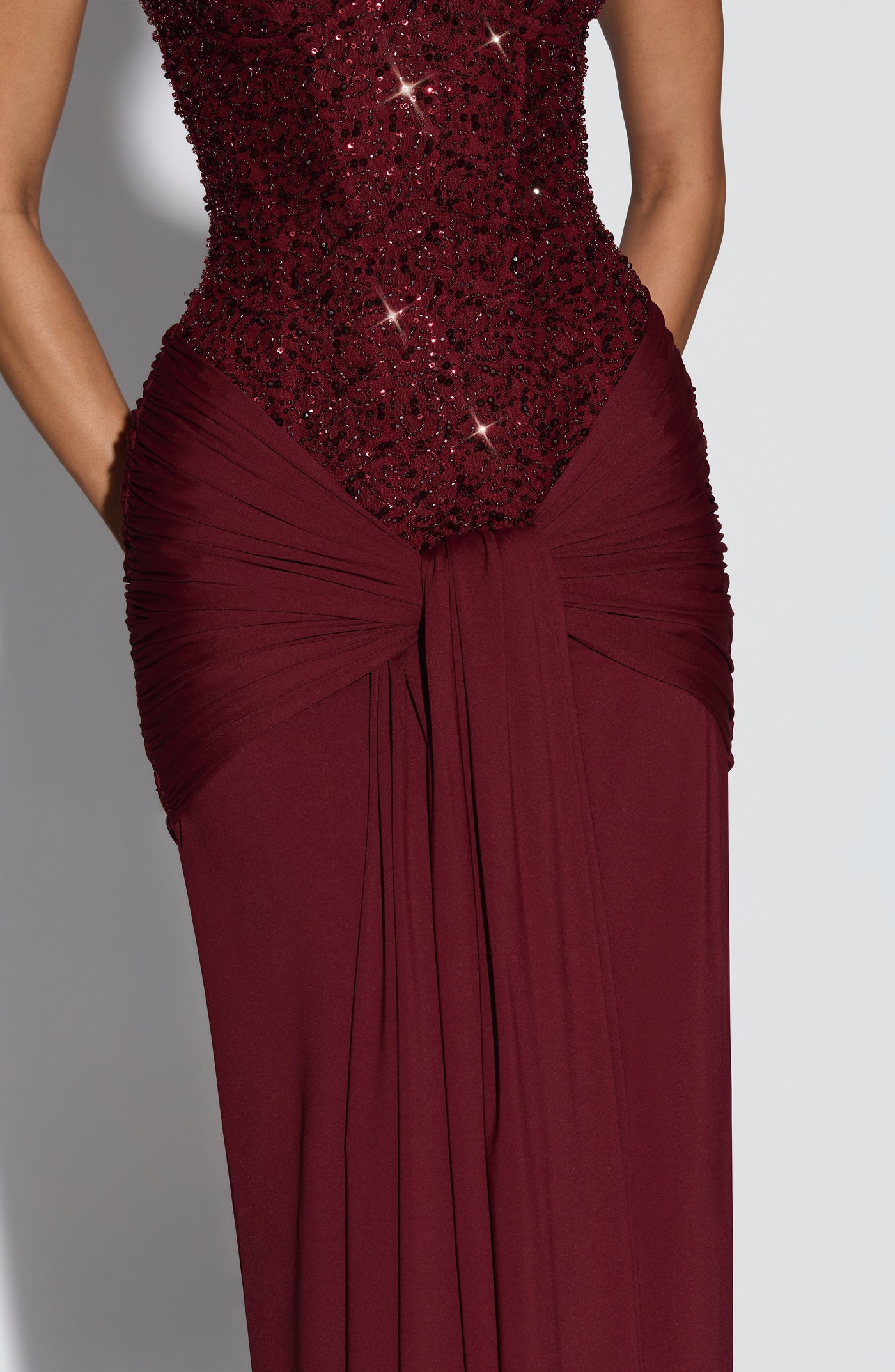 Carina Maxi Elbise - Bordo