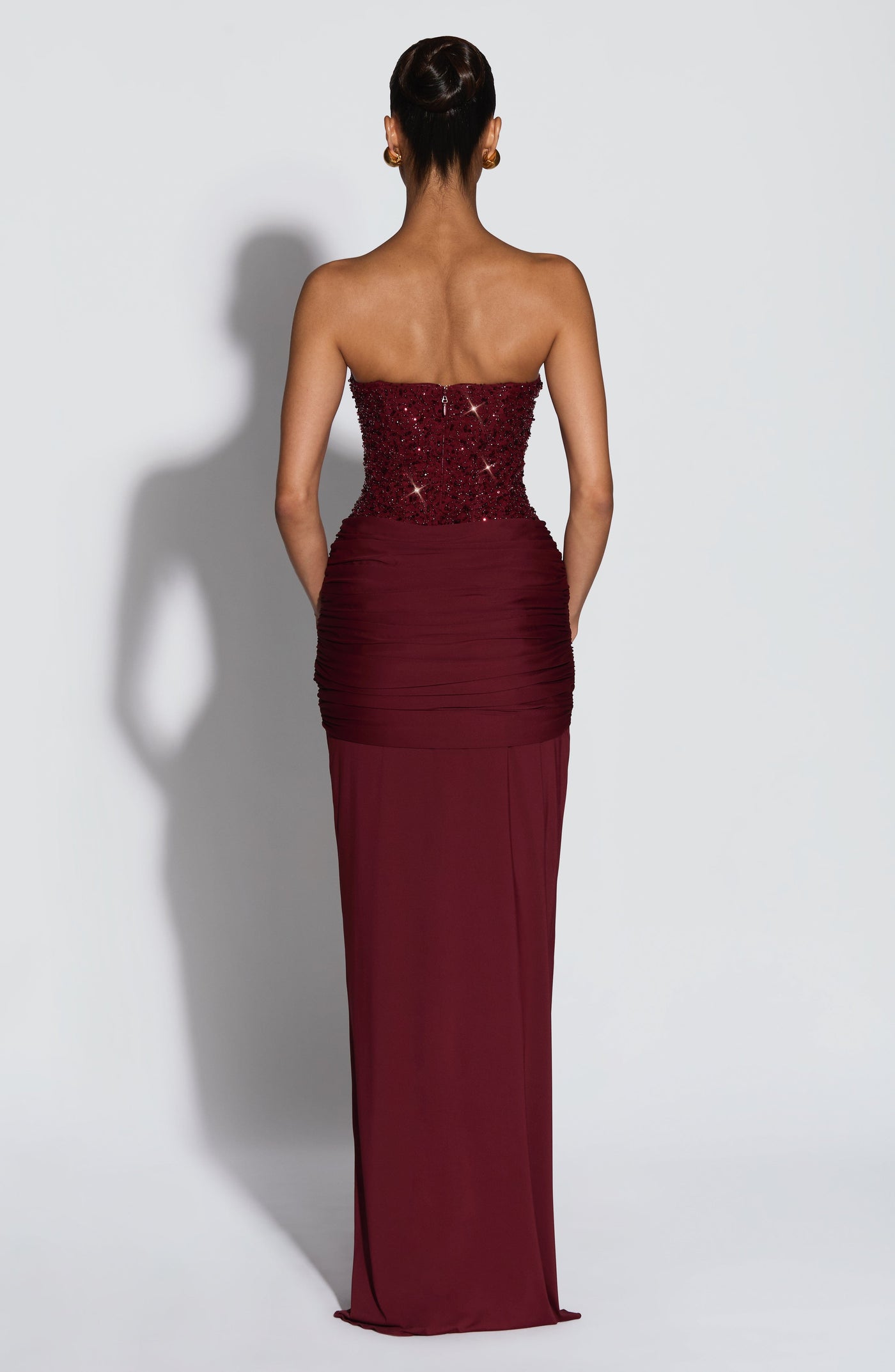 Carina Maxi Elbise - Bordo
