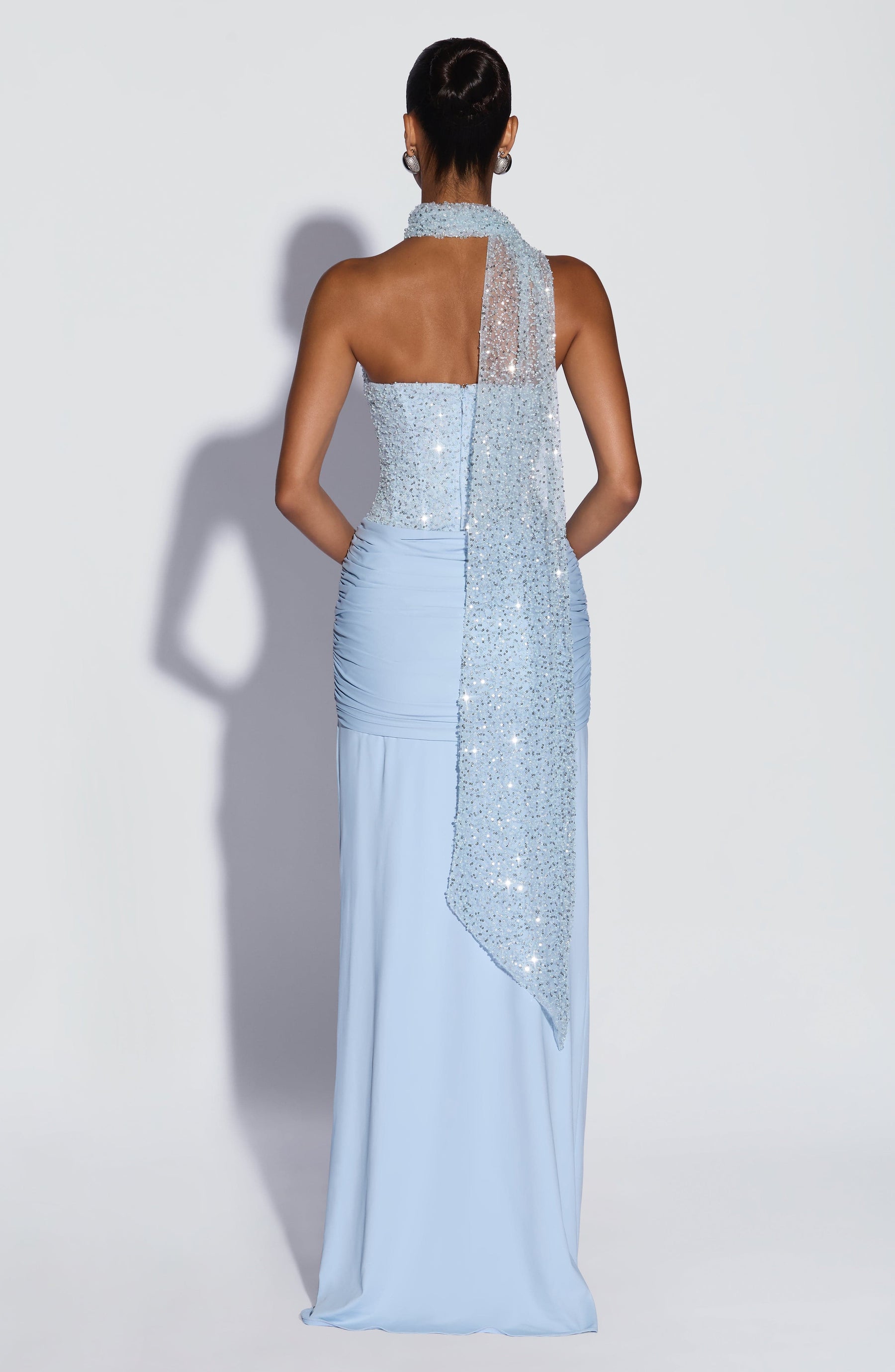 Carina Maxi Elbise - Buz Mavisi