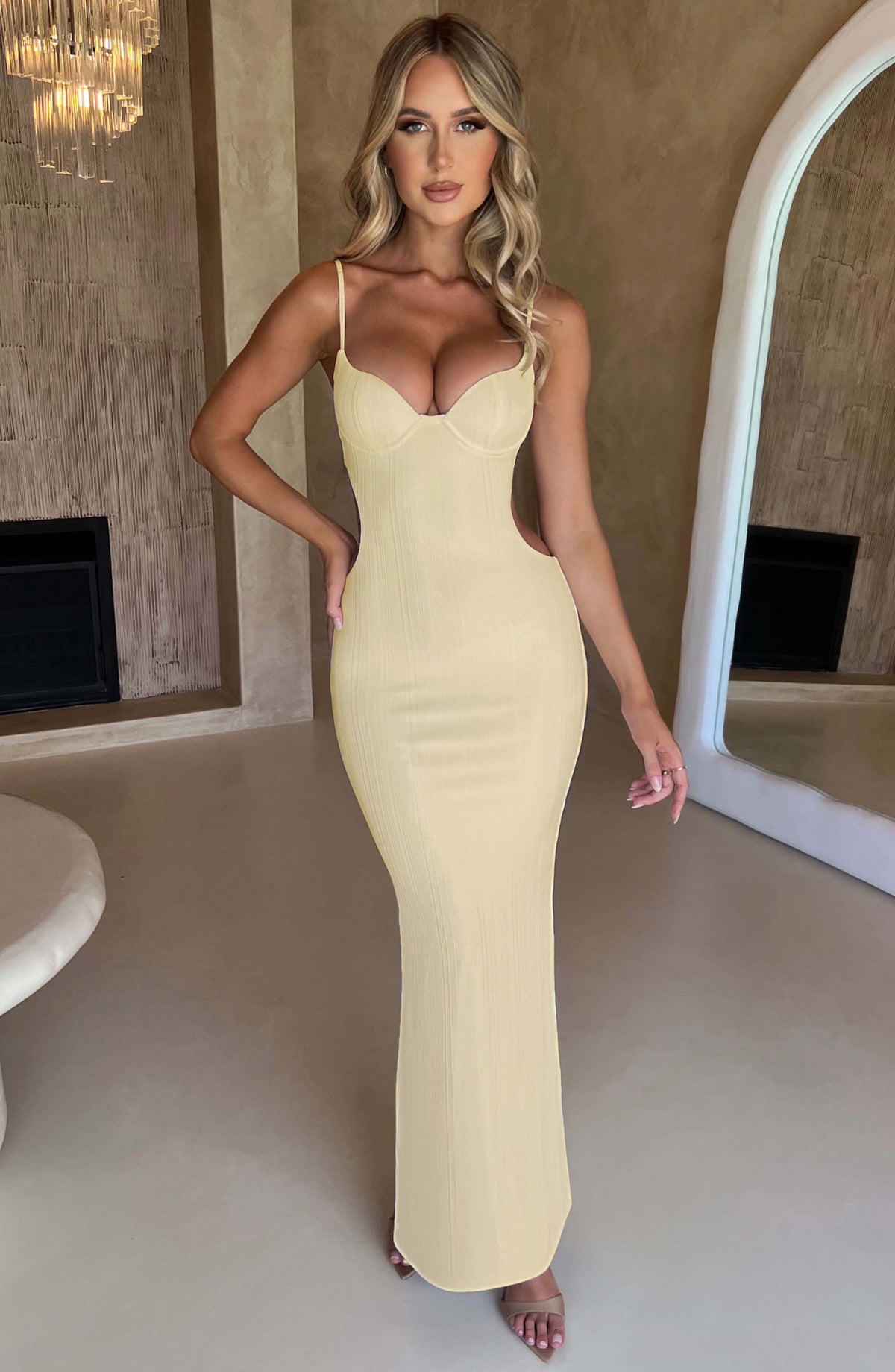 Celine Maxi Elbise - Limon