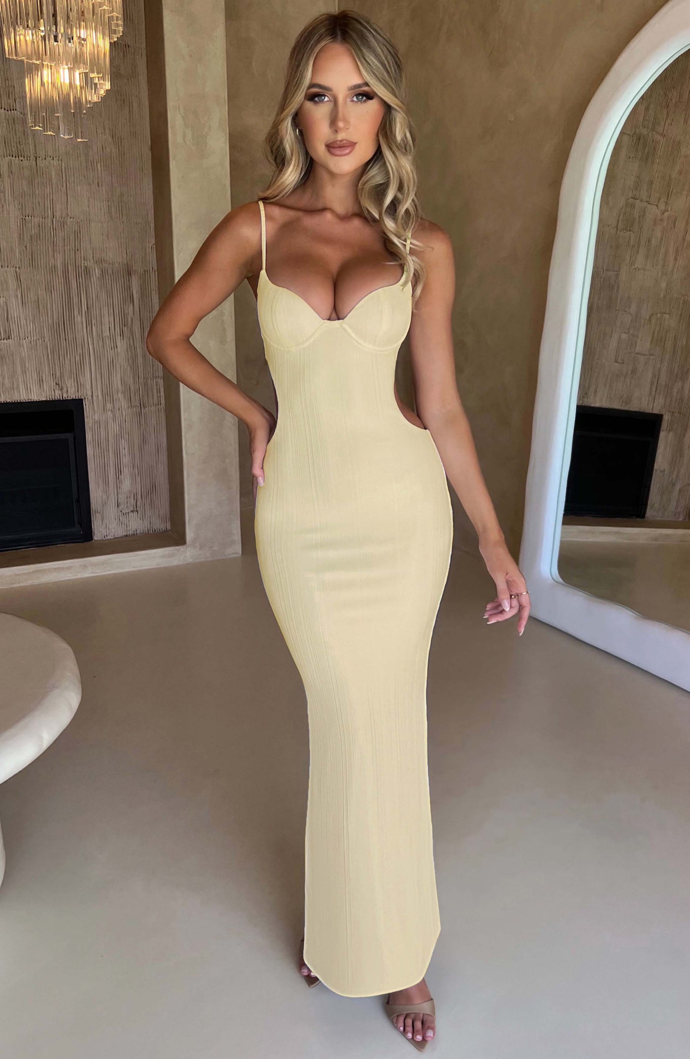 Celine Maxi Elbise - Limon